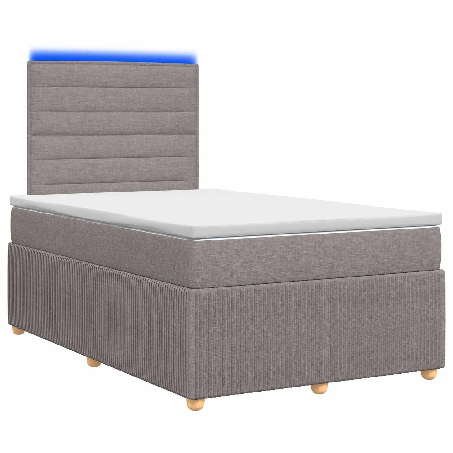 vidaXL Κρεβάτι με κουτί ελατηρίου LED και στρώμα Taupe 120 x 200 cm
