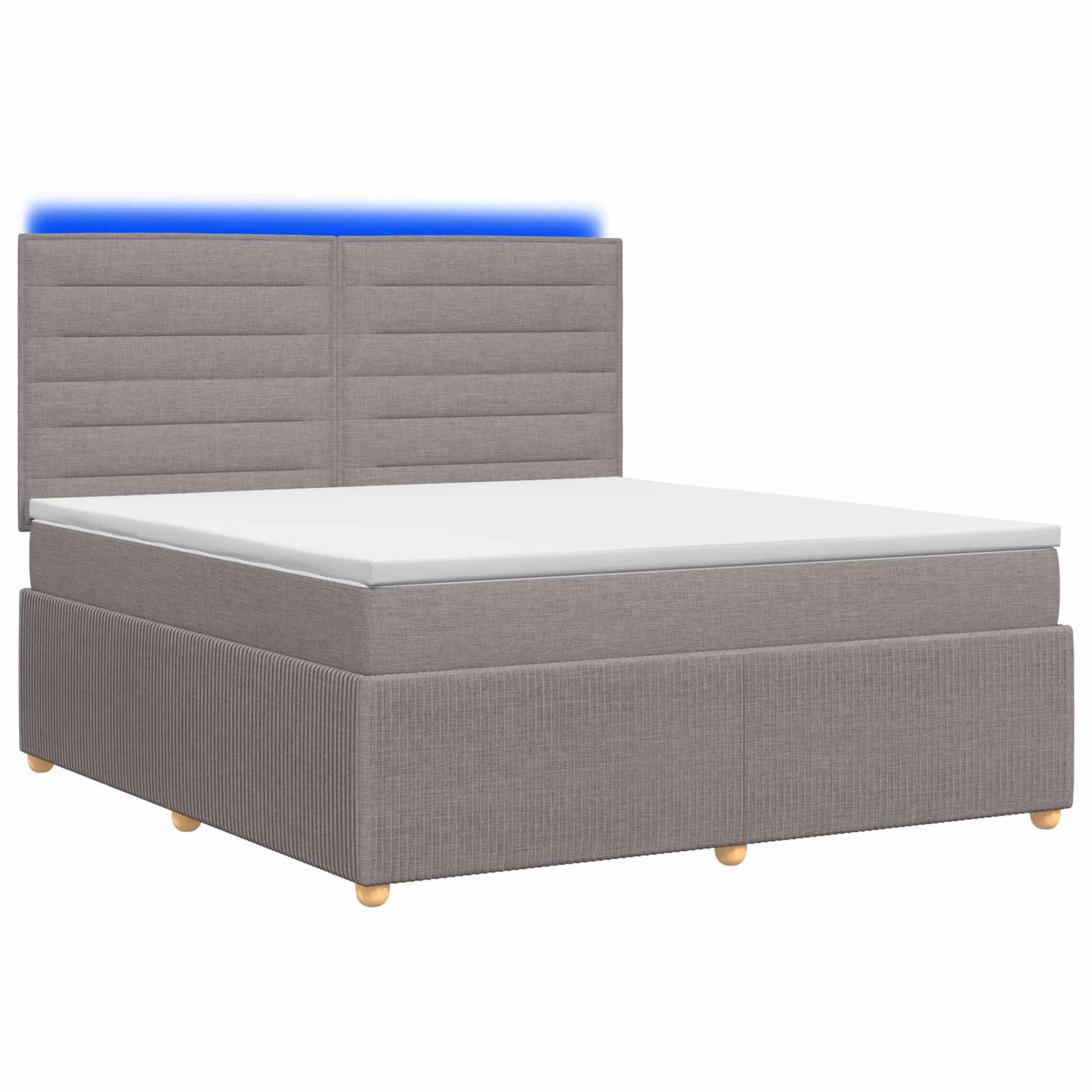 vidaXL Κρεβάτι με κουτί ελατηρίου LED και στρώμα Taupe 140 x 190 cm