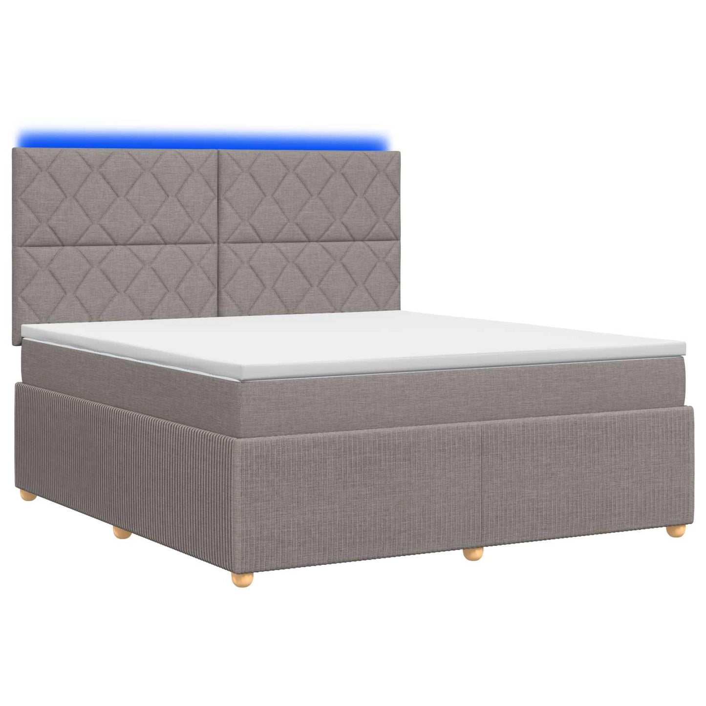 vidaXL Κρεβάτι με κουτί ελατηρίου LED και στρώμα Taupe 140 x 190 cm