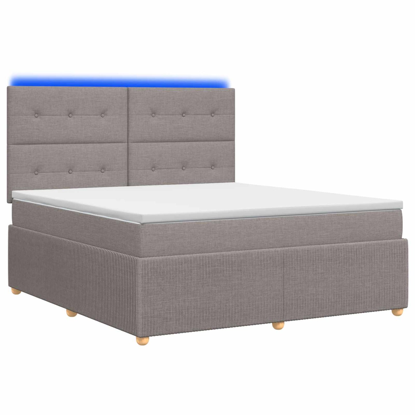 vidaXL Κρεβάτι με κουτί ελατηρίου LED και στρώμα Taupe 160 x 200 cm