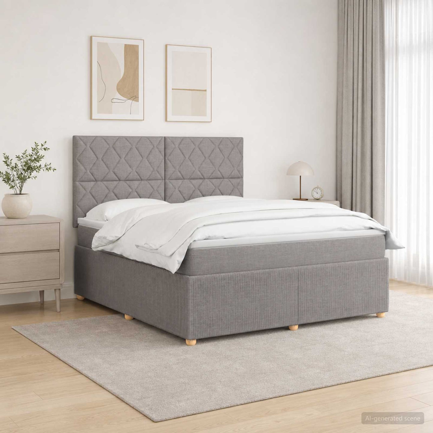 vidaXL Κρεβάτι με κουτί ελατηρίου LED και στρώμα Taupe 140 x 190 cm