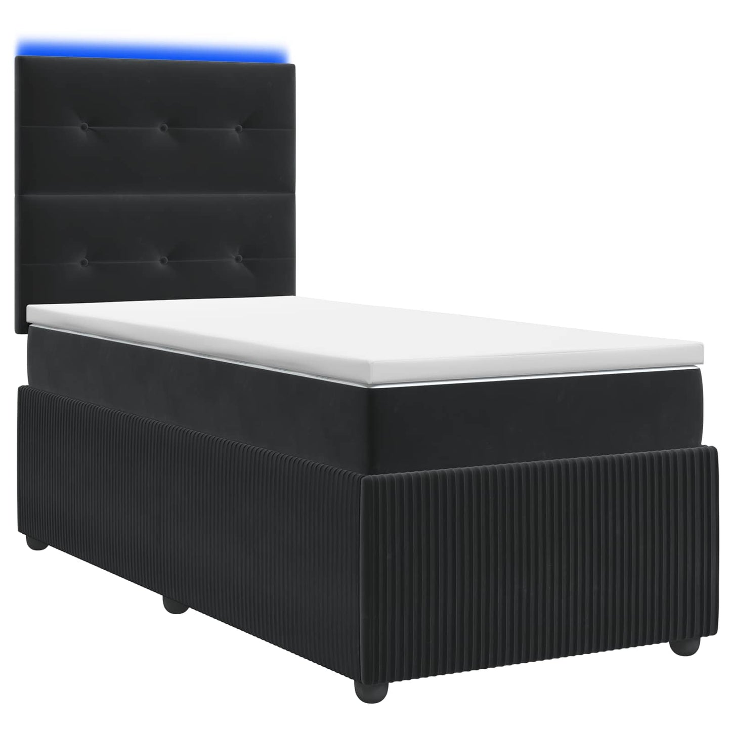 vidaXL Κρεβάτι με κουτί ελατηρίου LED και στρώμα Μαύρο 90 x 190 cm