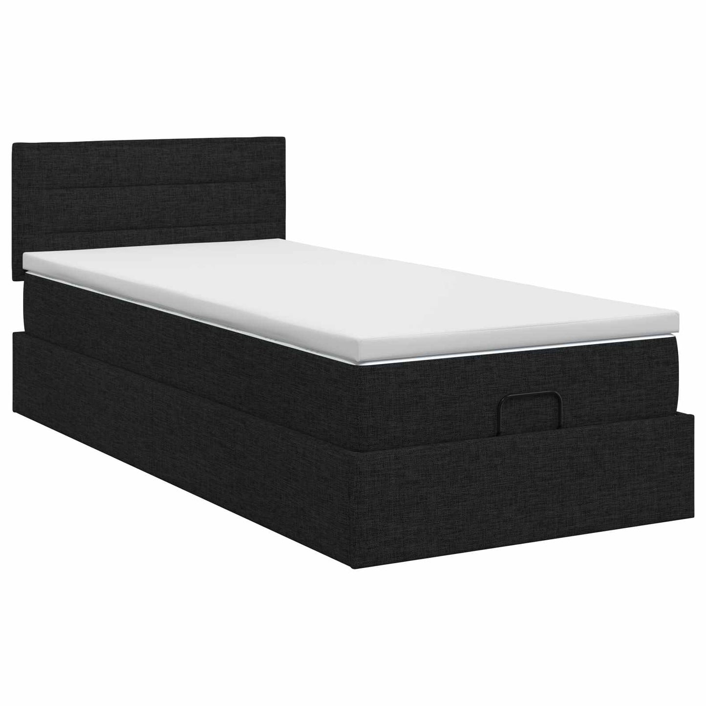 vidaXL Κρεβάτι Ottoman με στρώμα με κεφαλάρι Μαύρο 90 x 200 cm Ύφασμα