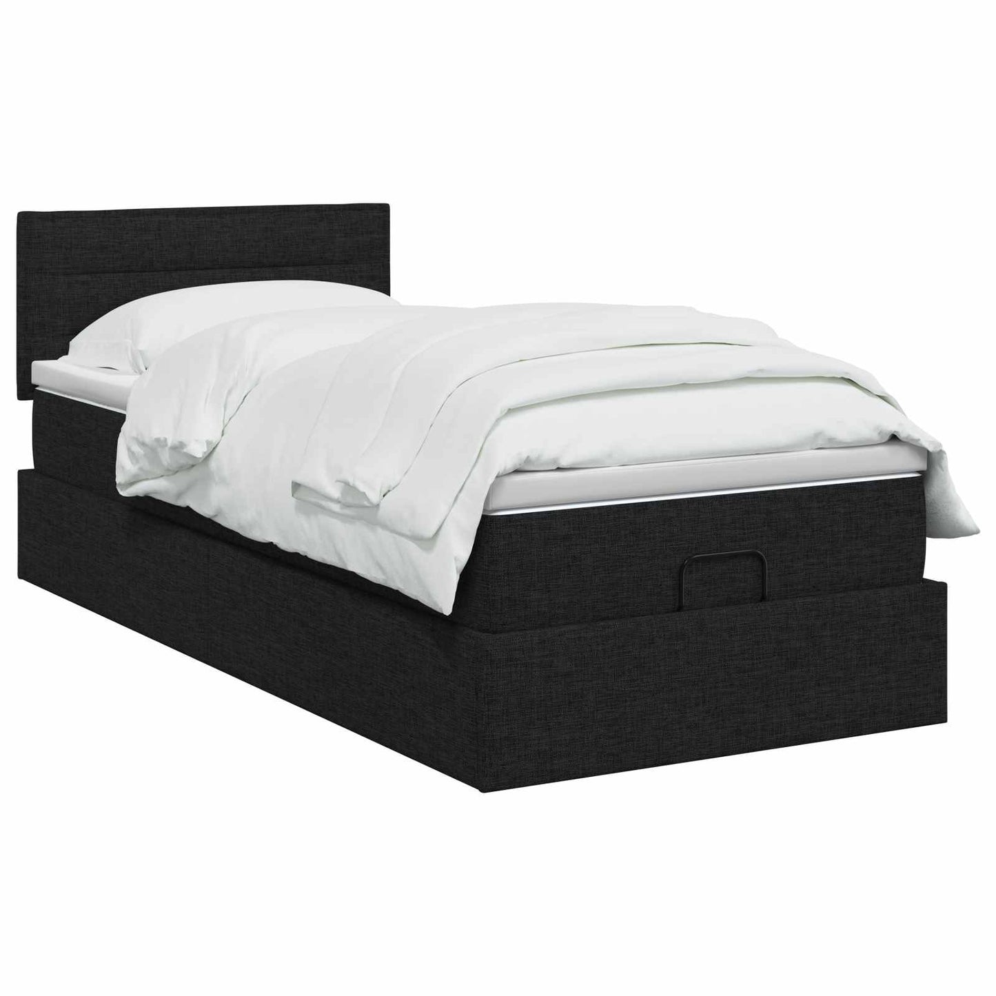 vidaXL Κρεβάτι Ottoman με στρώμα με κεφαλάρι Μαύρο 90 x 200 cm Ύφασμα