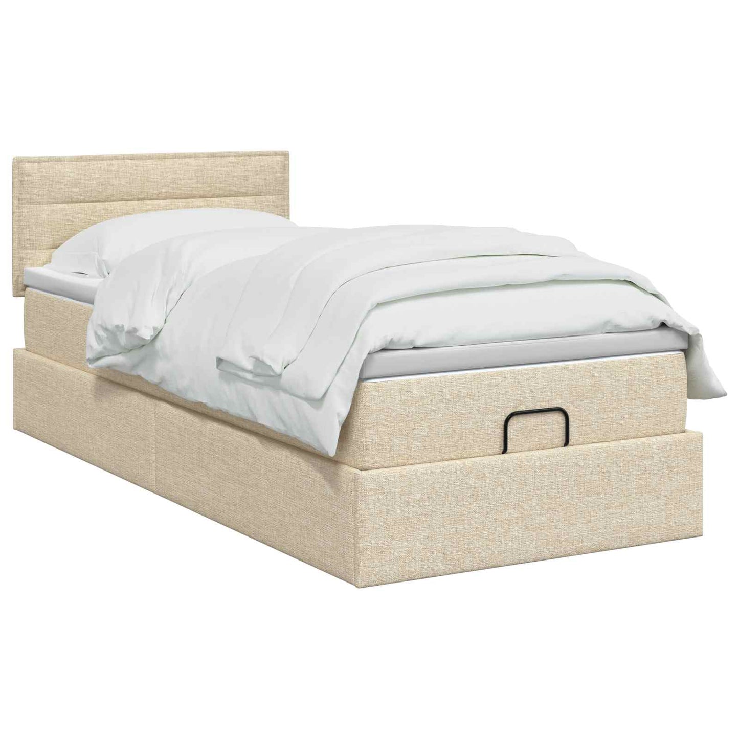 vidaXL Κρεβάτι Ottoman με στρώμα με κεφαλάρι Κρεμ 100 x 200 cm Ύφασμα