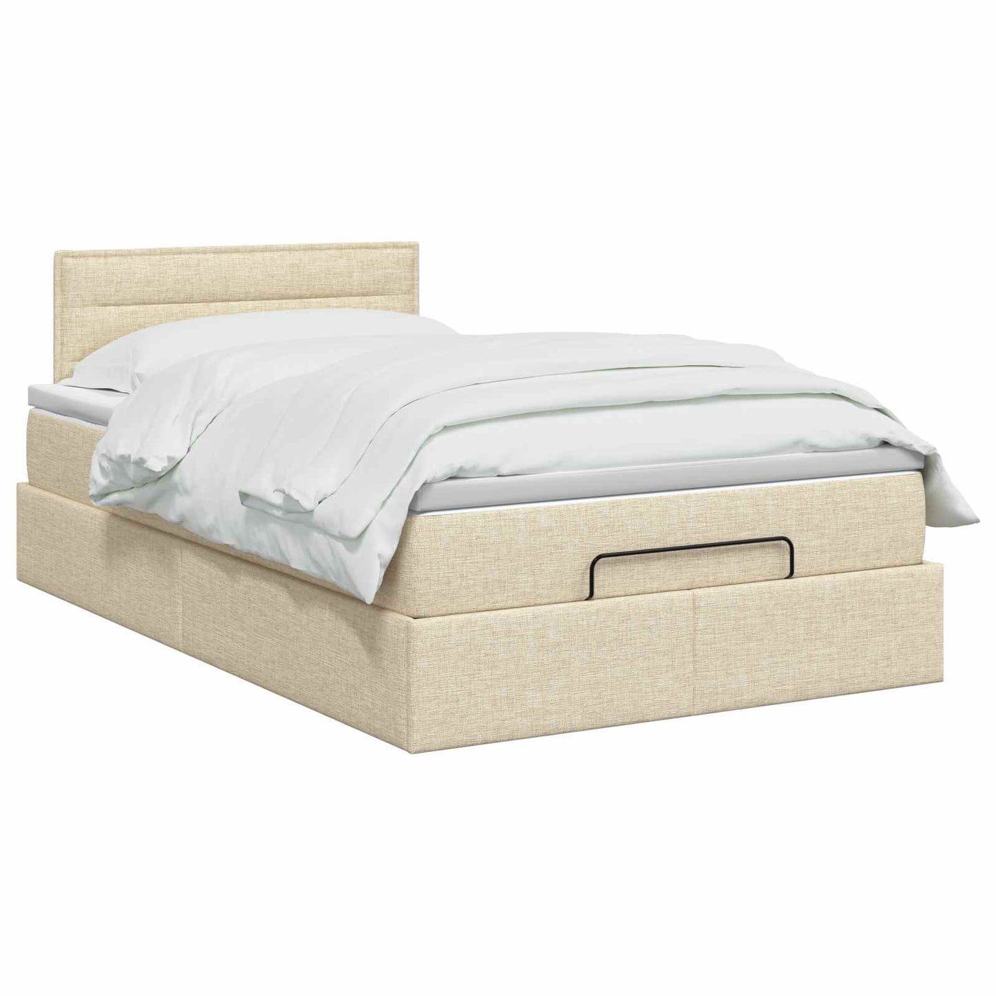 vidaXL Κρεβάτι Ottoman με στρώμα με κεφαλάρι Κρεμ 120 x 200 cm Ύφασμα