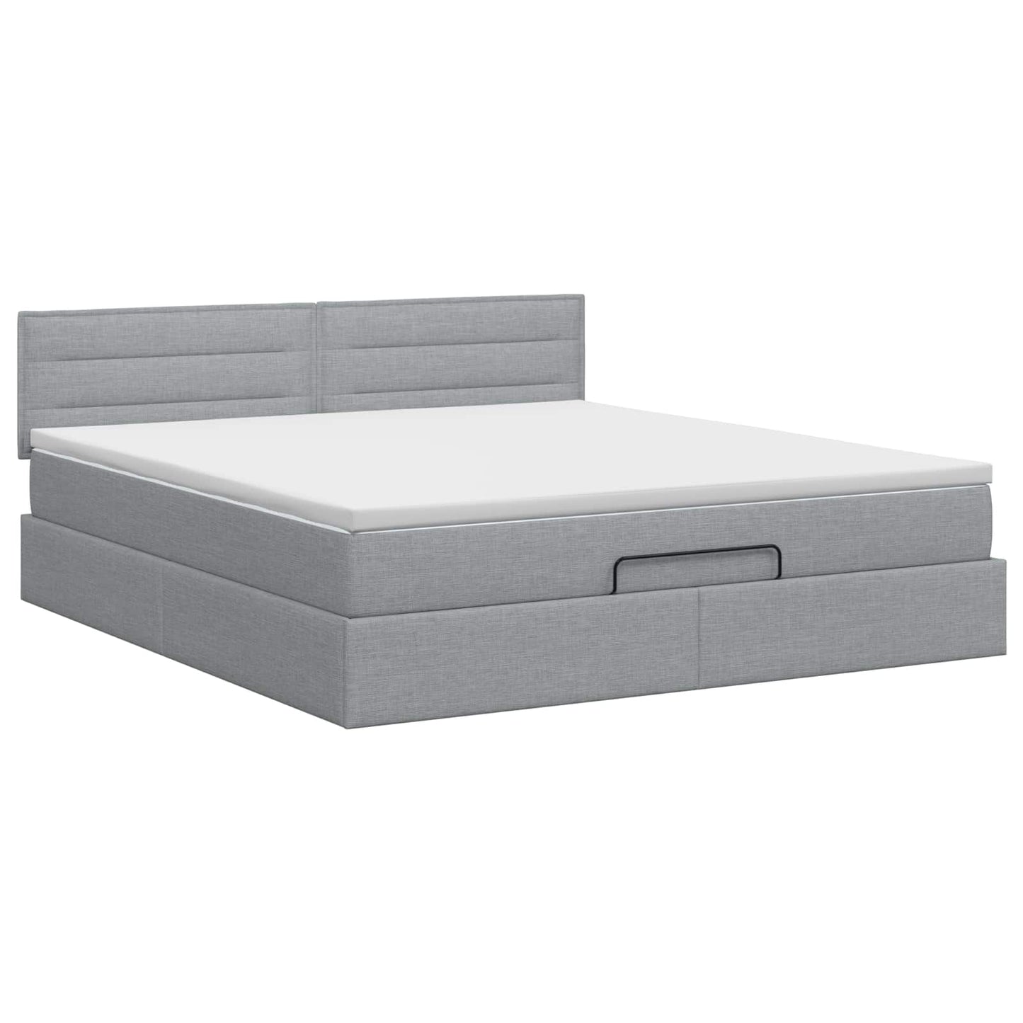 vidaXL Κρεβάτι Ottoman με στρώμα Ανοιχτό γκρι 140 x 190 cm Ύφασμα