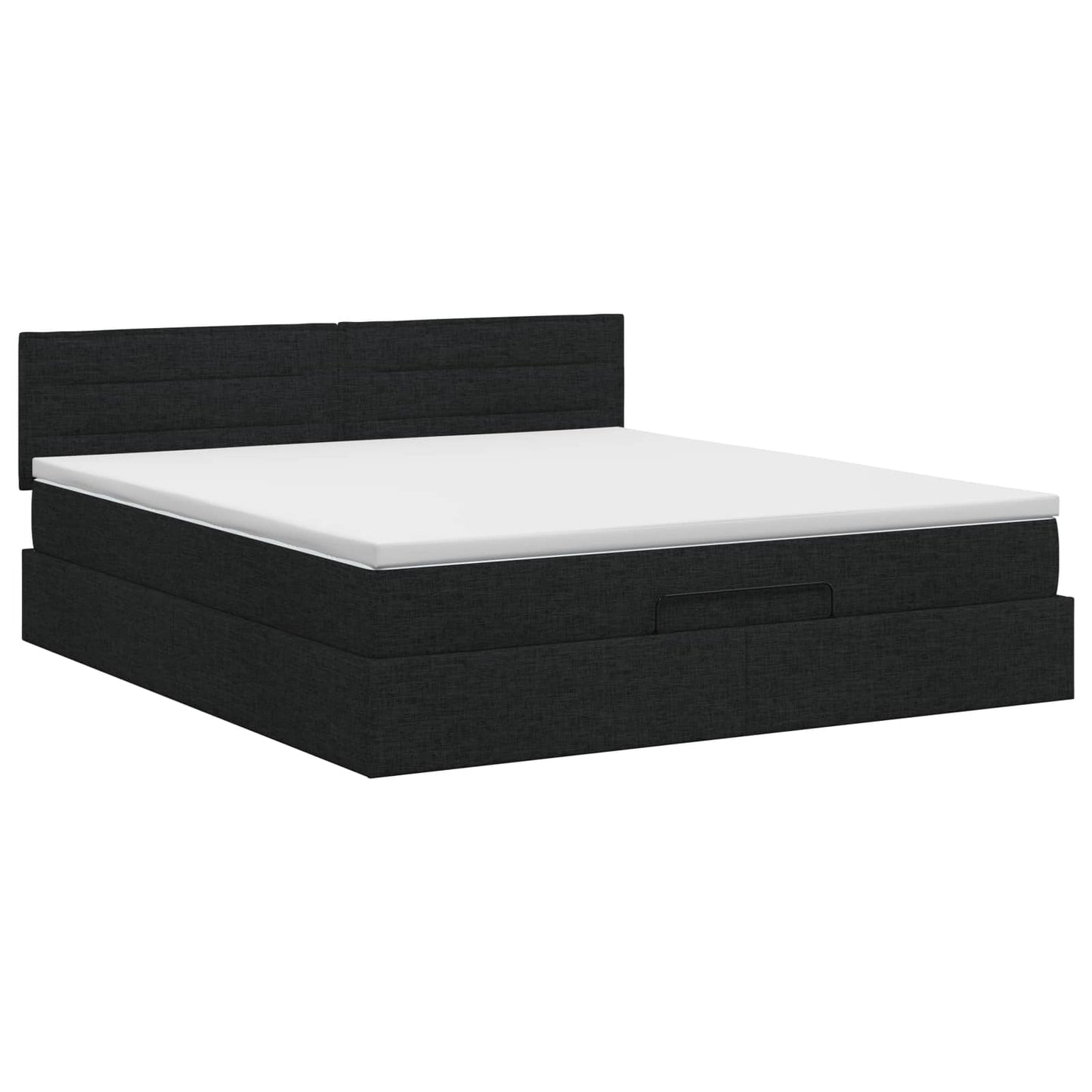 vidaXL Κρεβάτι Ottoman με στρώμα με κεφαλάρι Μαύρο 140 x 200 cm Ύφασμα
