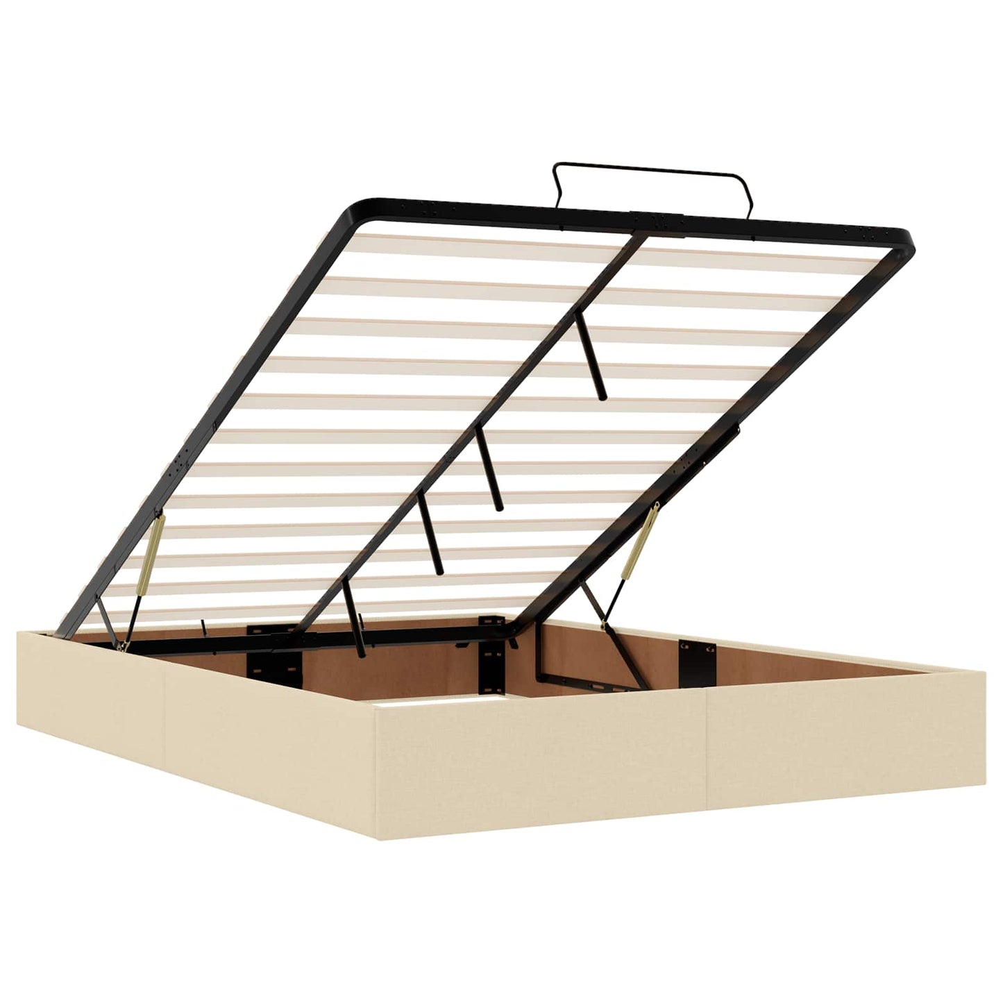 vidaXL Κρεβάτι Ottoman με στρώμα με κεφαλάρι Κρεμ 140 x 200 cm Ύφασμα