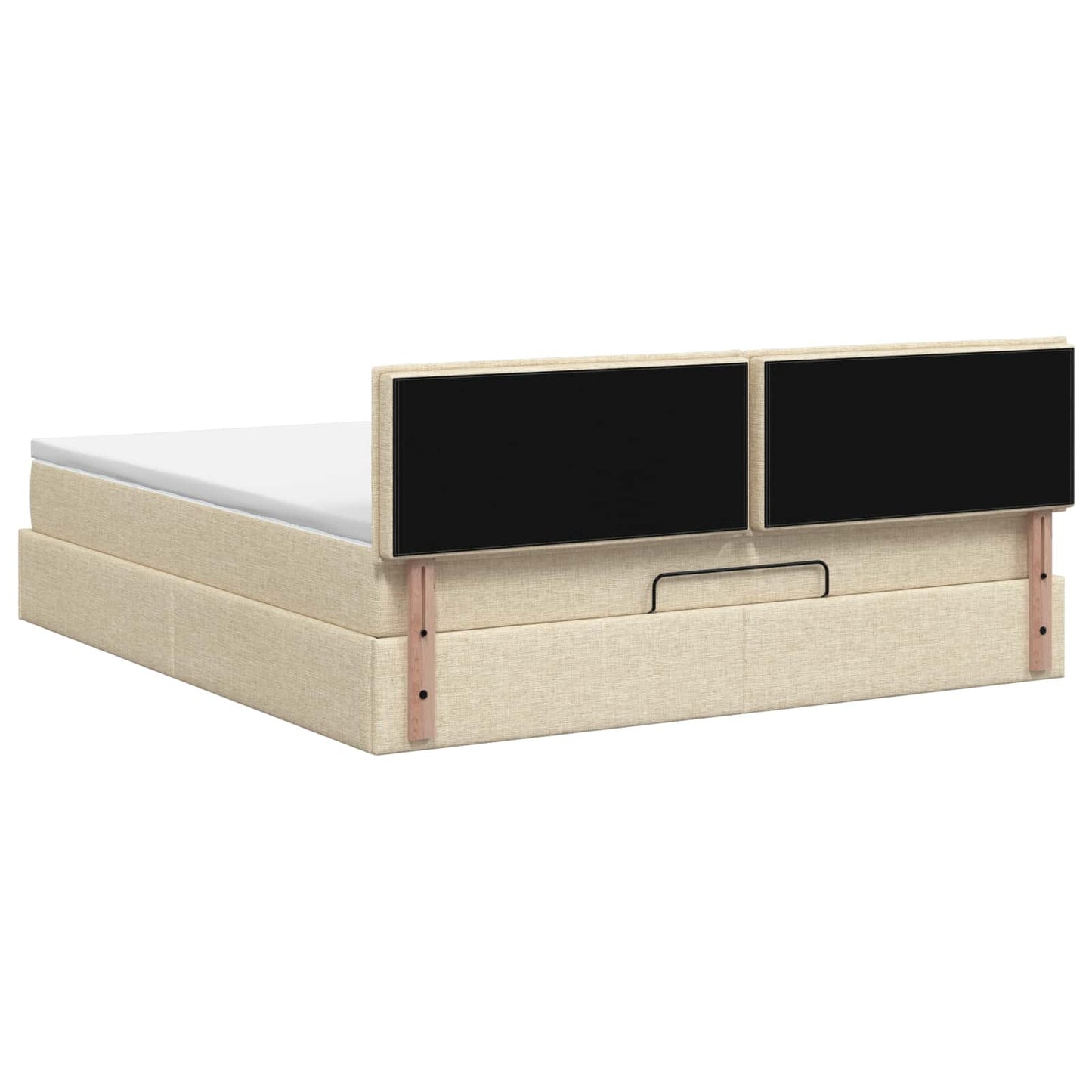 vidaXL Κρεβάτι Ottoman με στρώμα με κεφαλάρι Κρεμ 140 x 200 cm Ύφασμα