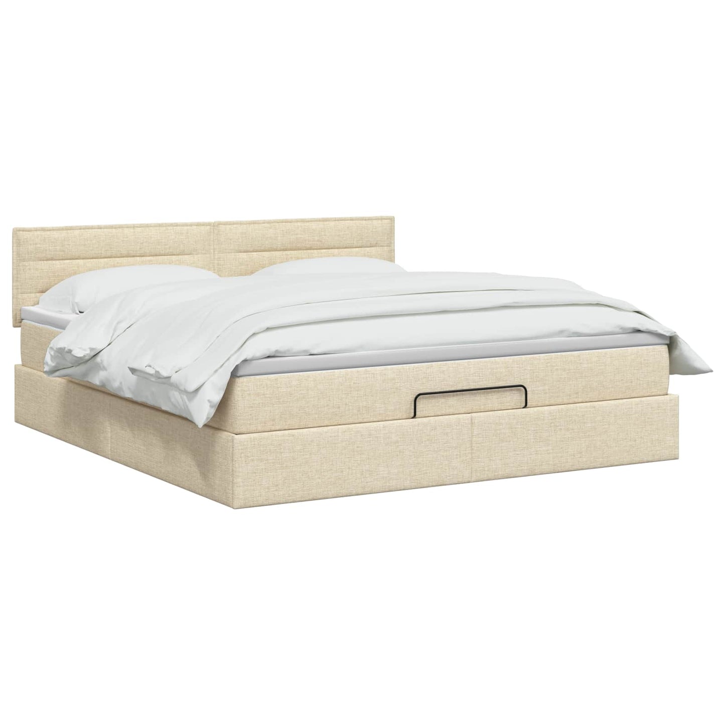 vidaXL Κρεβάτι Ottoman με στρώμα με κεφαλάρι Κρεμ 140 x 200 cm Ύφασμα
