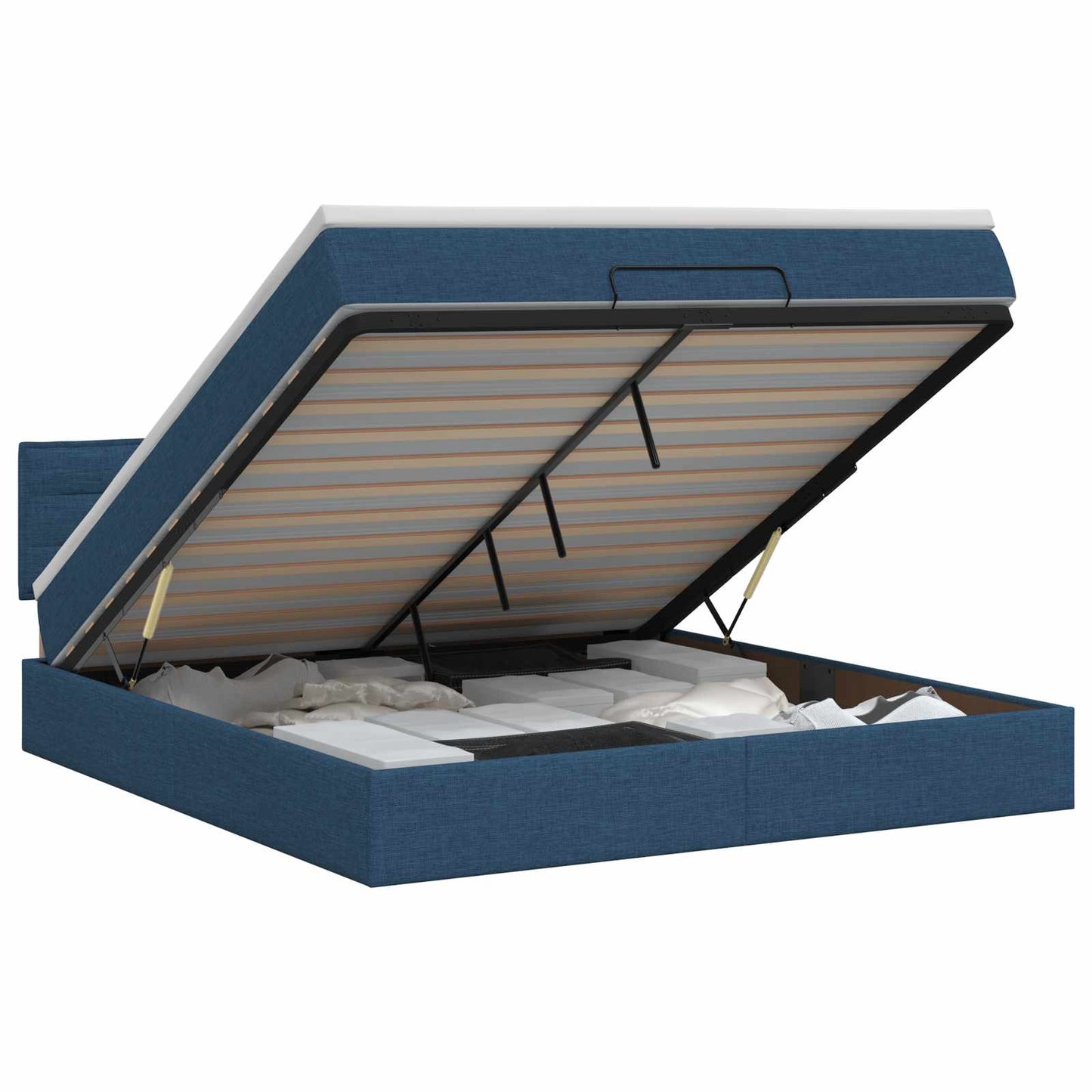 vidaXL Κρεβάτι Ottoman με στρώμα με κεφαλάρι Μπλε 140 x 200 cm Ύφασμα