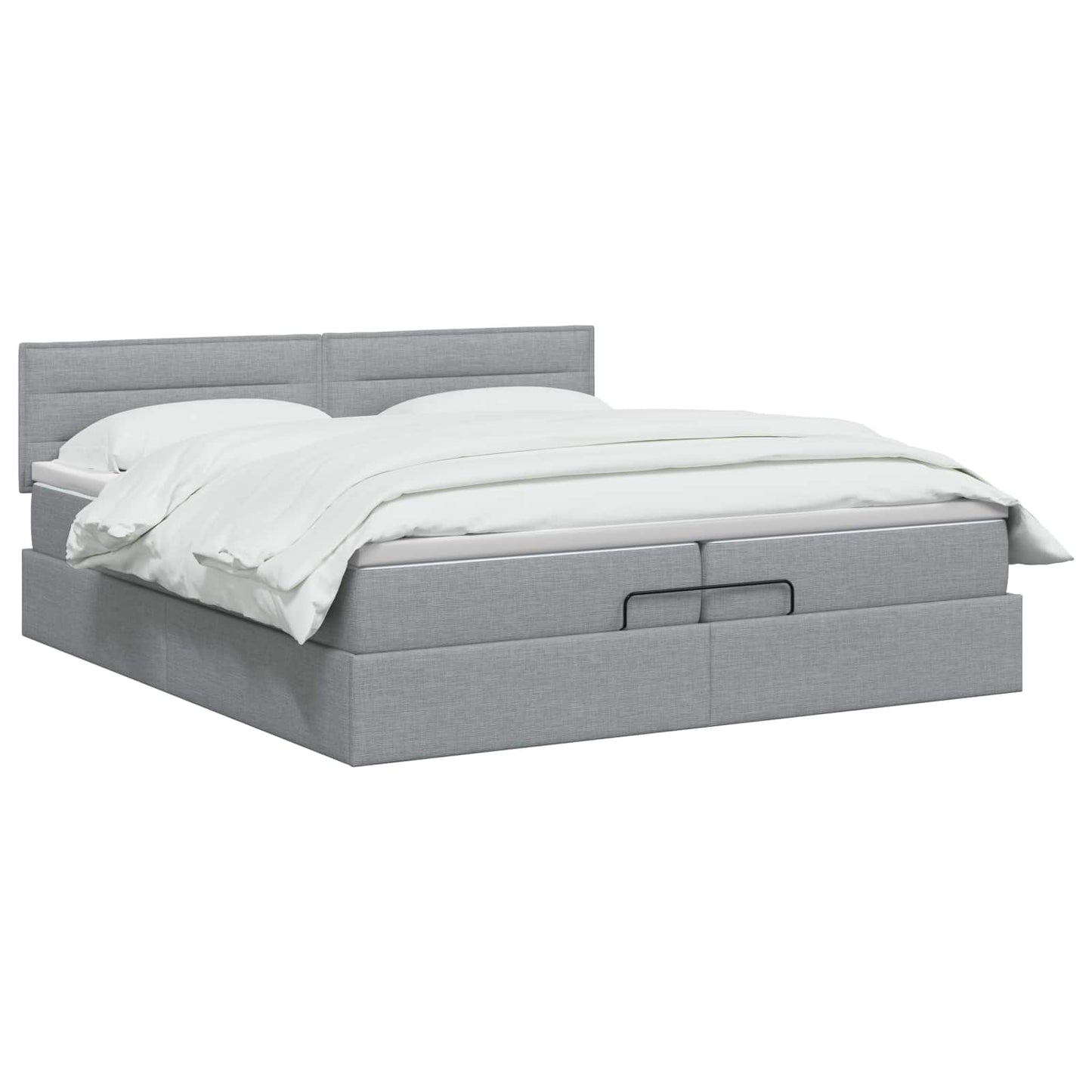 vidaXL Κρεβάτι Ottoman με στρώμα Ανοιχτό γκρι 200 x 200 cm Ύφασμα