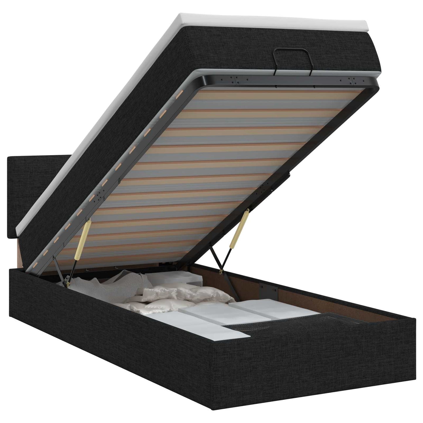 vidaXL Κρεβάτι Ottoman με στρώμα με κεφαλάρι Μαύρο 80 x 200 cm Ύφασμα