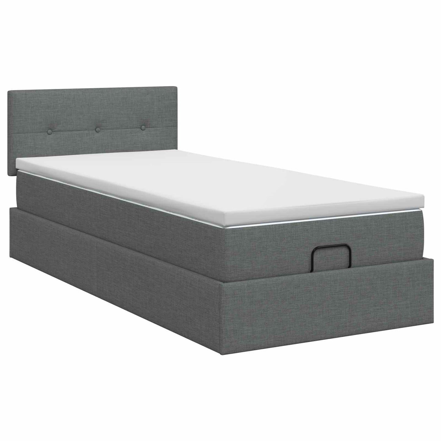 vidaXL Κρεβάτι Ottoman με στρώμα Σκούρο Γκρι 90 x 200 cm Ύφασμα