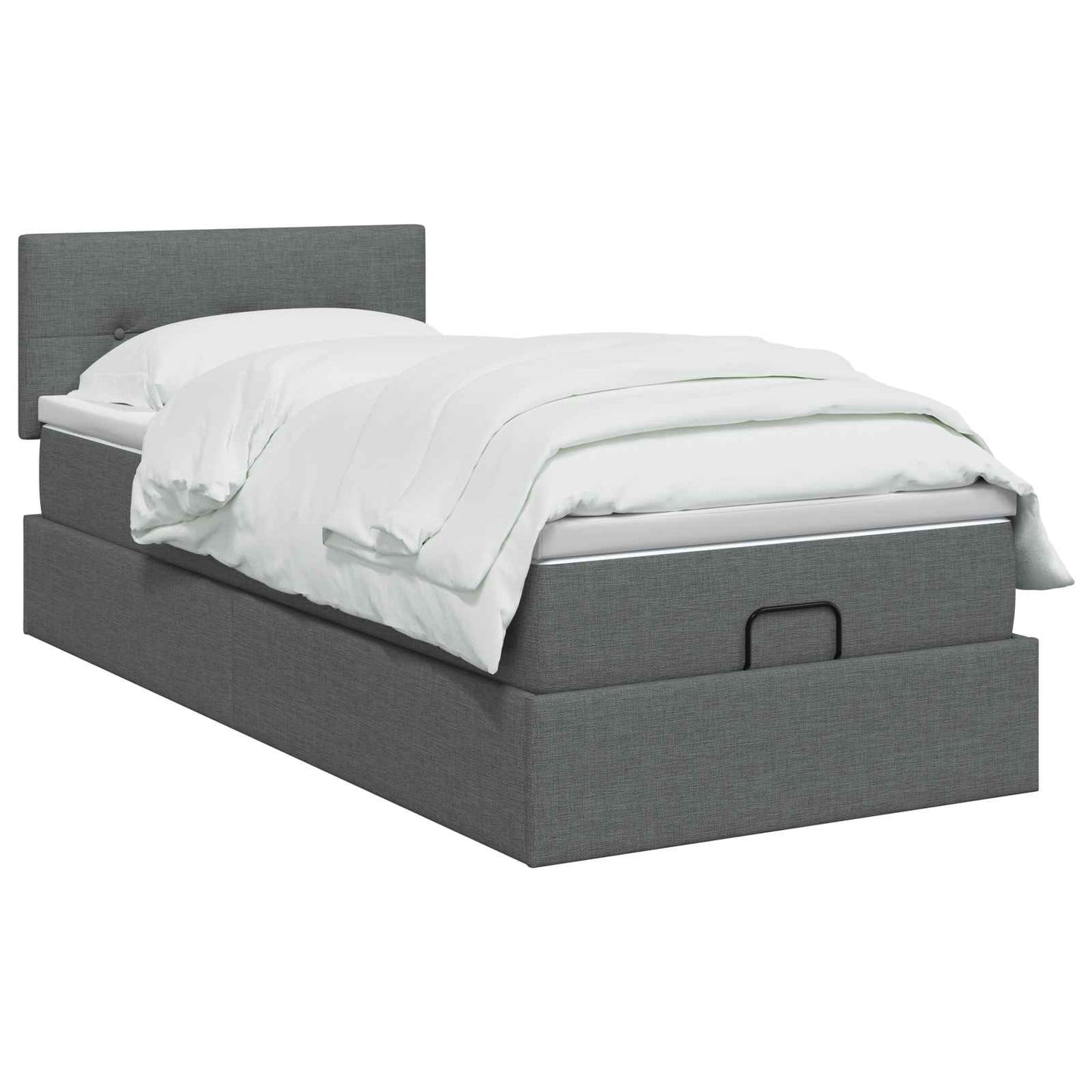 vidaXL Κρεβάτι Ottoman με στρώμα Σκούρο Γκρι 90 x 200 cm Ύφασμα