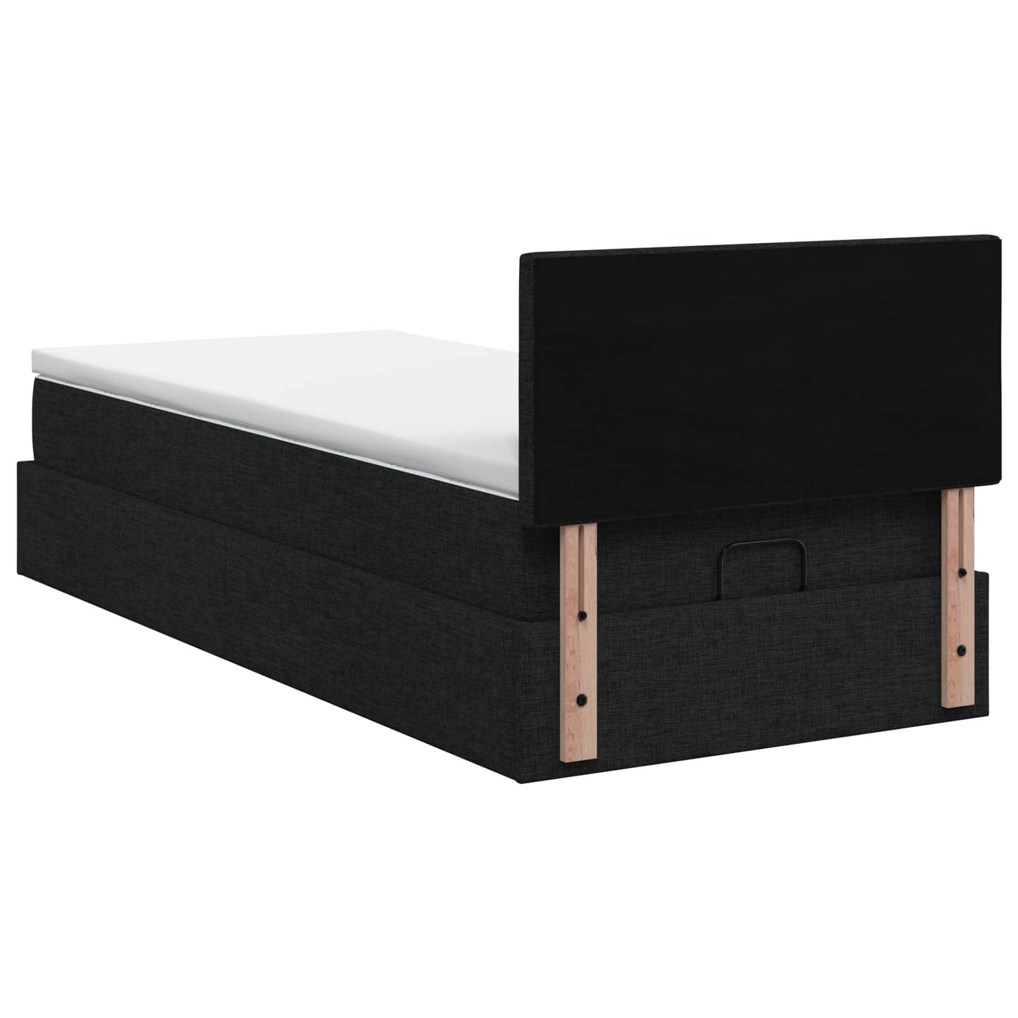 vidaXL Κρεβάτι Ottoman με στρώμα με κεφαλάρι Μαύρο 90 x 200 cm Ύφασμα