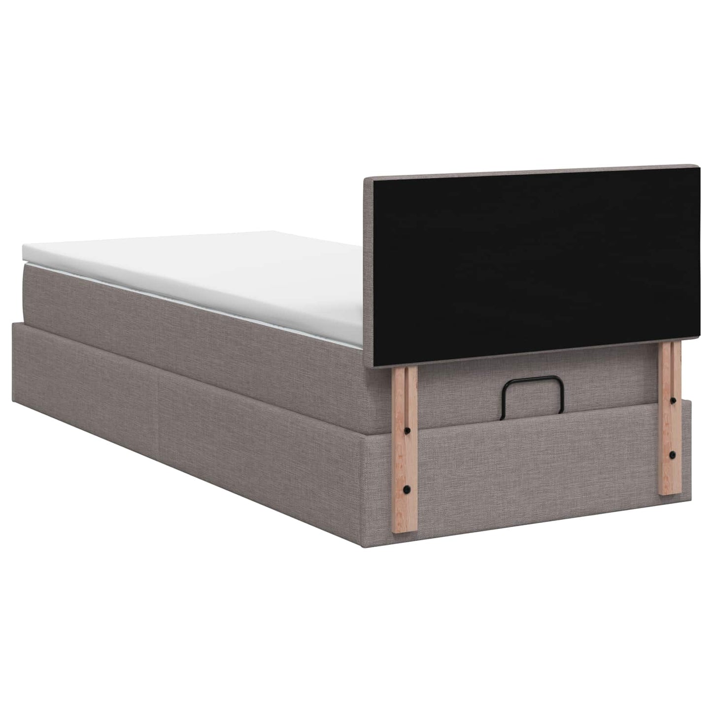 vidaXL Κρεβάτι Ottoman με στρώμα με κεφαλάρι Taupe 90 x 200 cm Ύφασμα