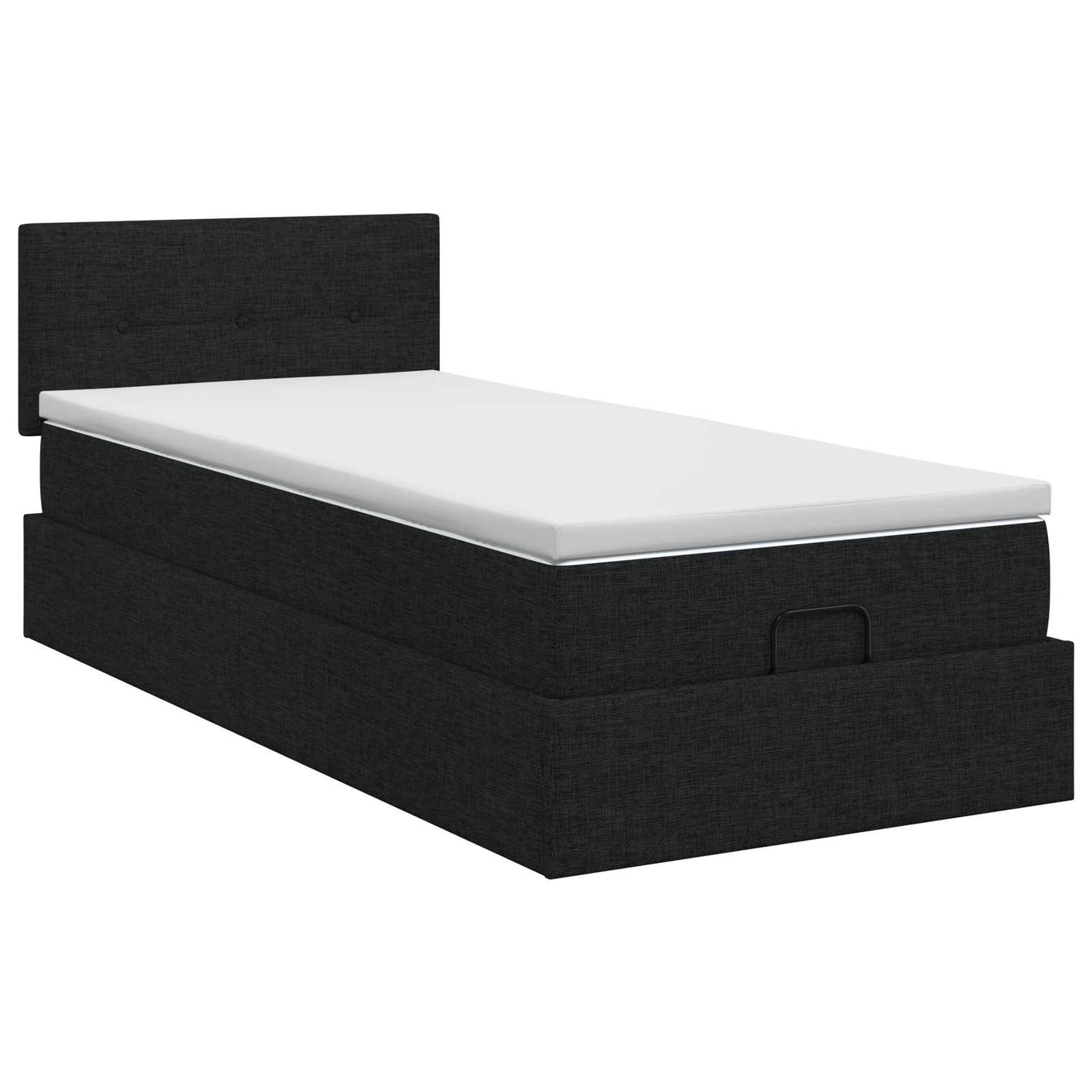 vidaXL Κρεβάτι Ottoman με στρώμα με κεφαλάρι Μαύρο 100 x 200 cm Ύφασμα