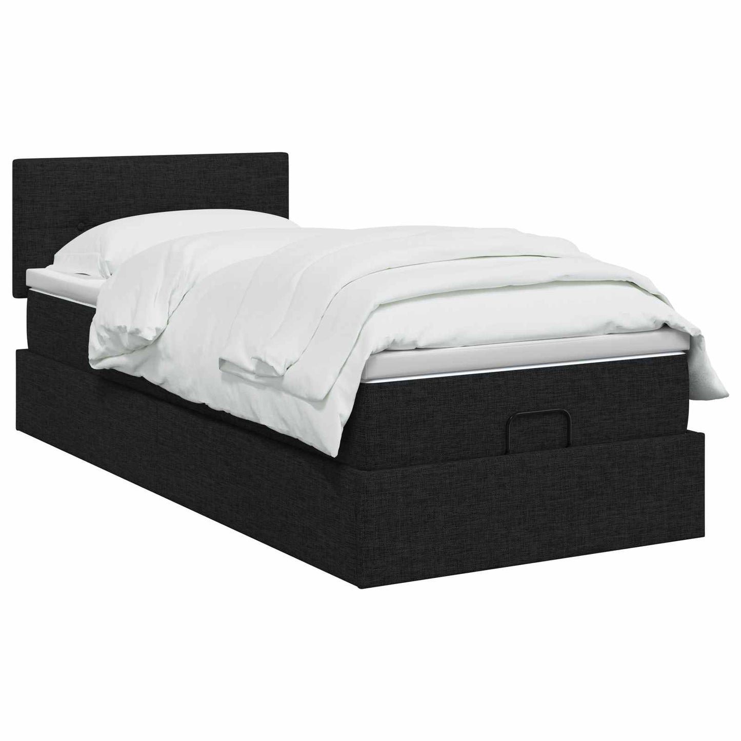 vidaXL Κρεβάτι Ottoman με στρώμα με κεφαλάρι Μαύρο 100 x 200 cm Ύφασμα