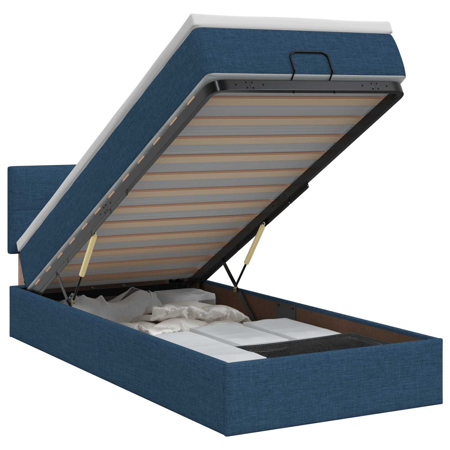vidaXL Κρεβάτι Ottoman με στρώμα με κεφαλάρι Μπλε 100 x 200 cm Ύφασμα