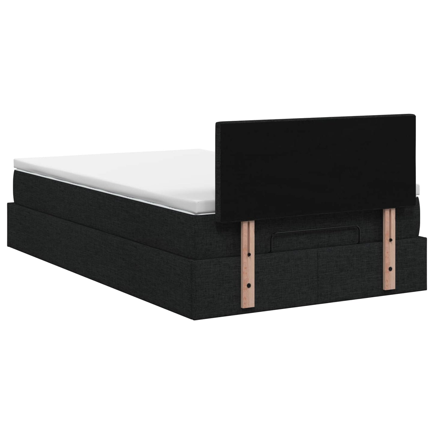 vidaXL Κρεβάτι Ottoman με στρώμα με κεφαλάρι Μαύρο 120 x 190 cm Ύφασμα