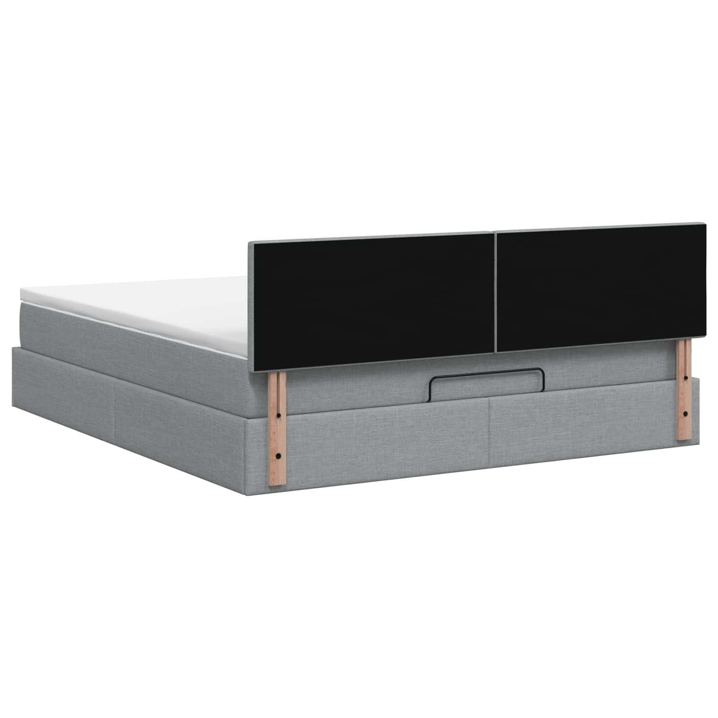 vidaXL Κρεβάτι Ottoman με στρώμα Ανοιχτό γκρι 160 x 200 cm Ύφασμα