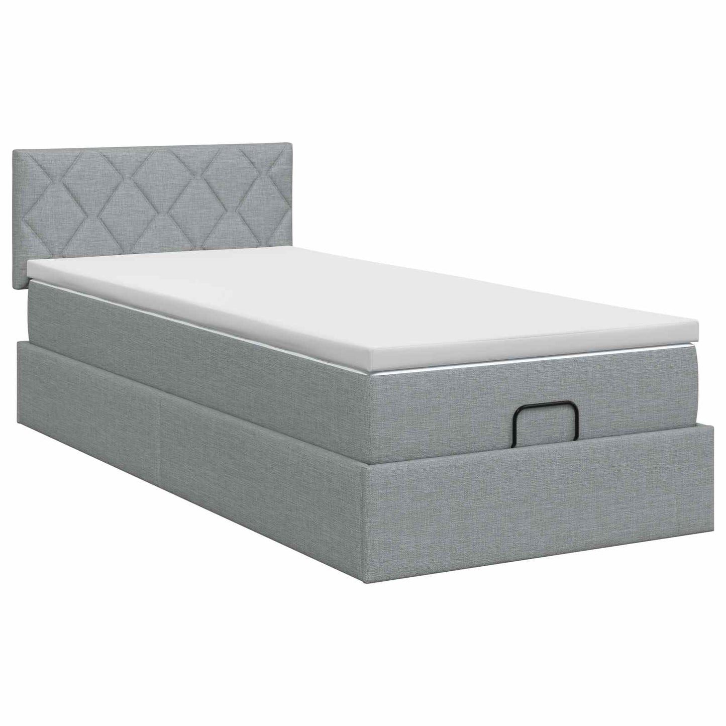 vidaXL Κρεβάτι Ottoman με στρώμα Ανοιχτό γκρι 100 x 200 cm Ύφασμα