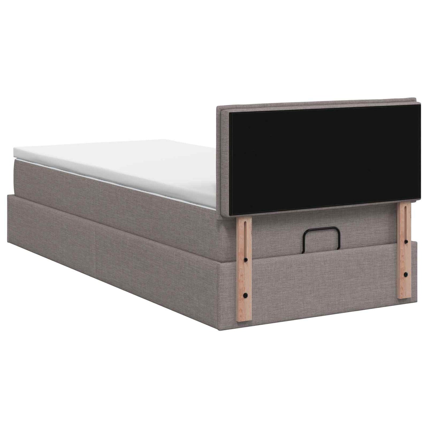 vidaXL Κρεβάτι Ottoman με στρώμα με κεφαλάρι Taupe 100 x 200 cm Ύφασμα