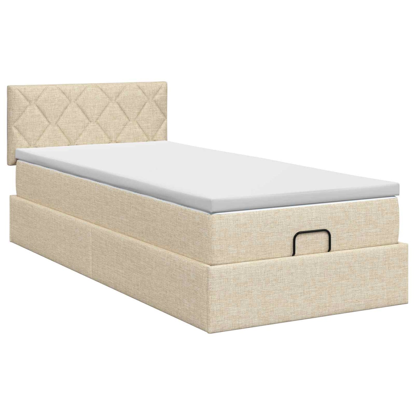 vidaXL Κρεβάτι Ottoman με στρώμα με κεφαλάρι Κρεμ 100 x 200 cm Ύφασμα