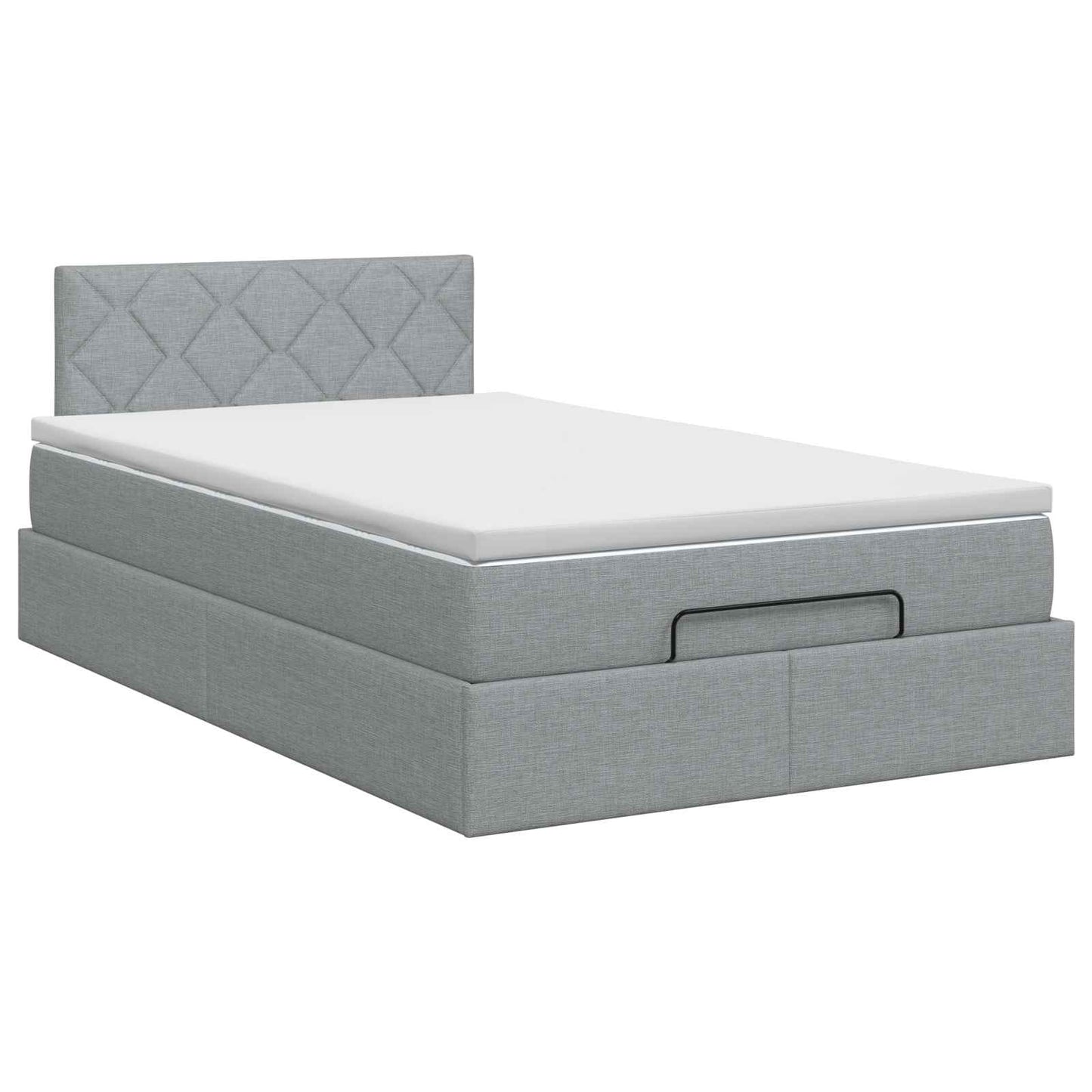 vidaXL Κρεβάτι Ottoman με στρώμα Ανοιχτό γκρι 120 x 190 cm Ύφασμα
