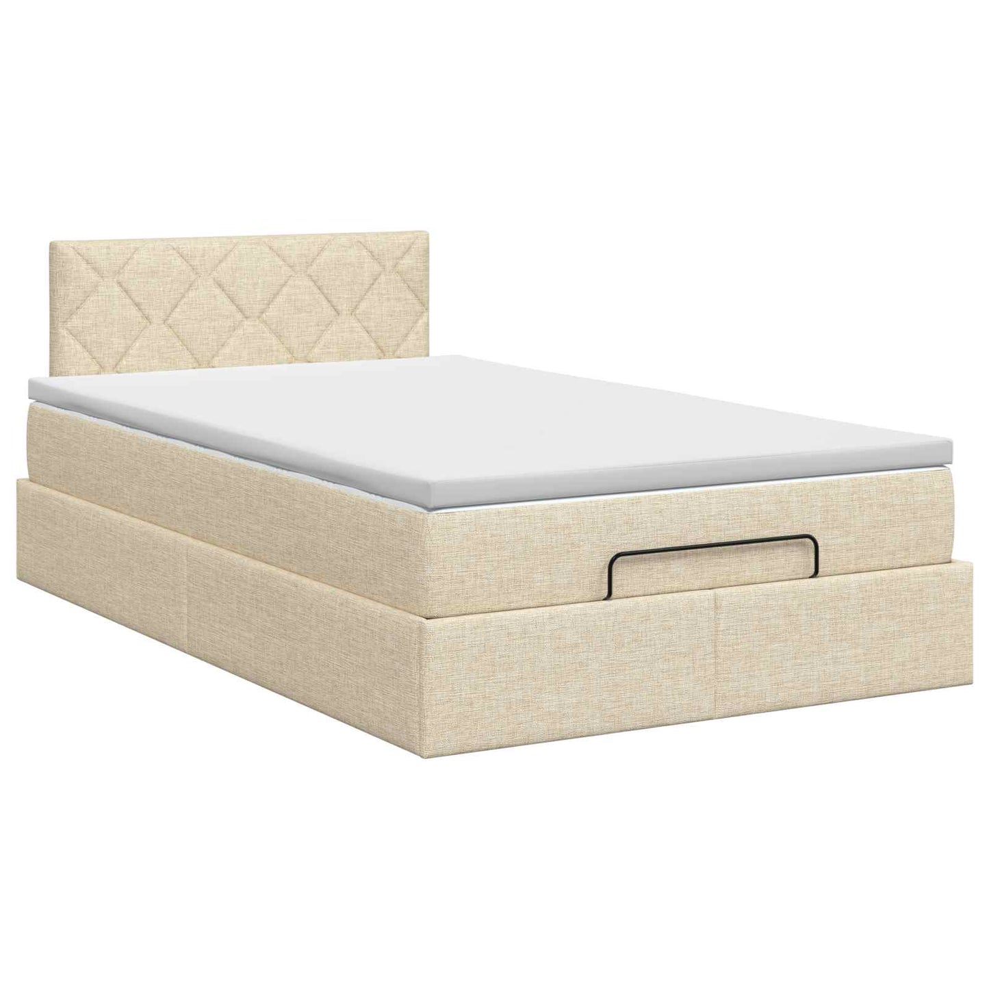 vidaXL Κρεβάτι Ottoman με στρώμα με κεφαλάρι Κρεμ 120 x 190 cm Ύφασμα