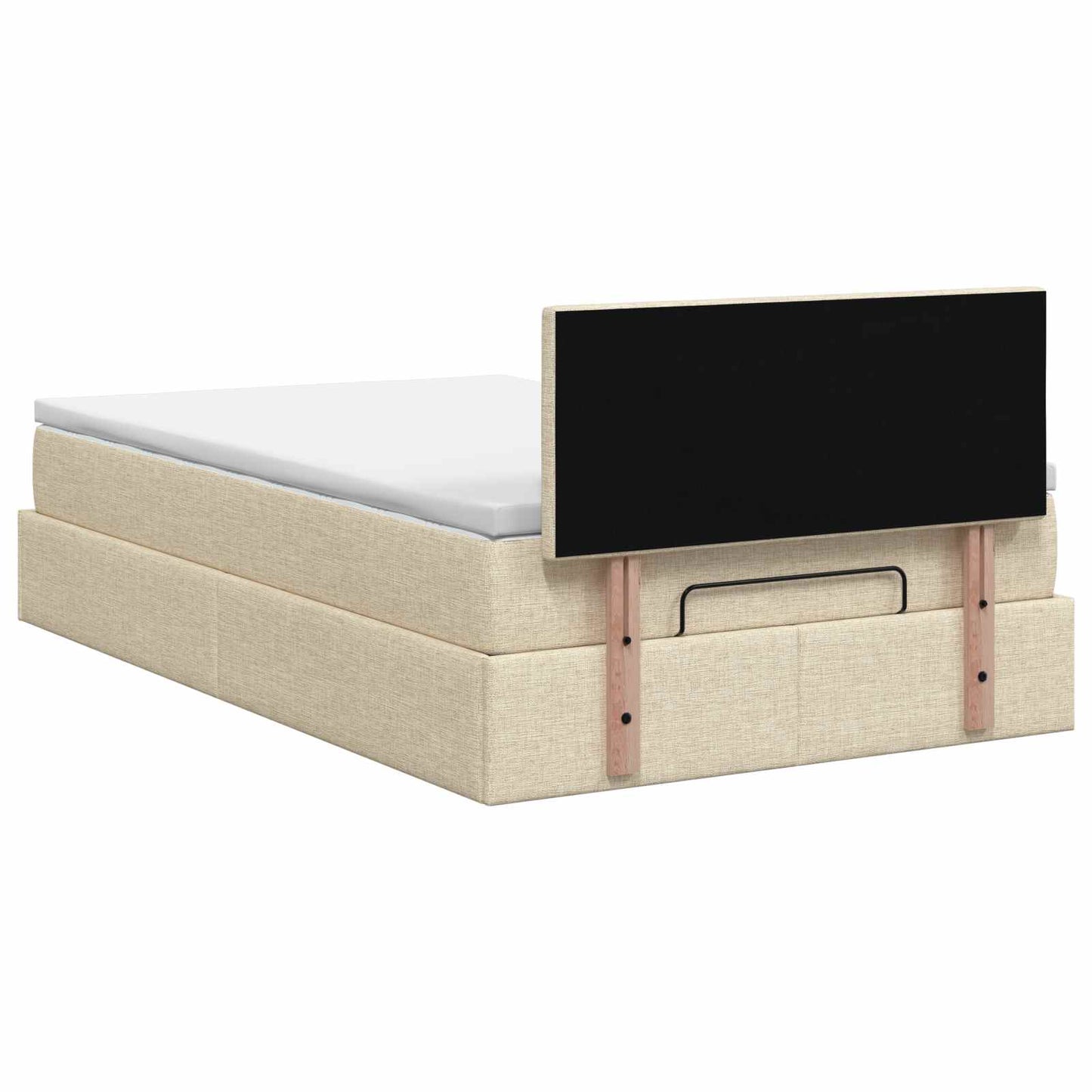 vidaXL Κρεβάτι Ottoman με στρώμα με κεφαλάρι Κρεμ 120 x 190 cm Ύφασμα