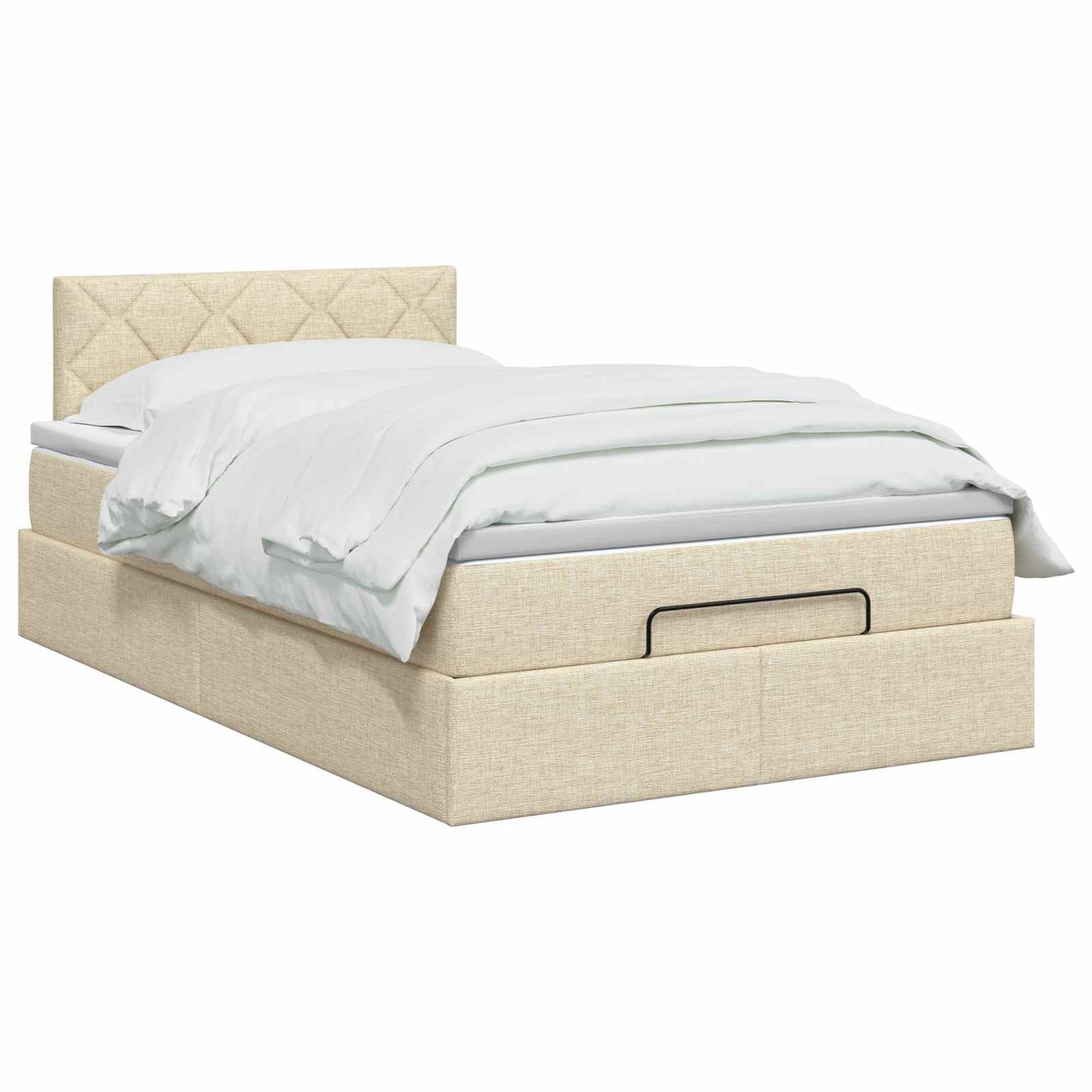 vidaXL Κρεβάτι Ottoman με στρώμα με κεφαλάρι Κρεμ 120 x 200 cm Ύφασμα