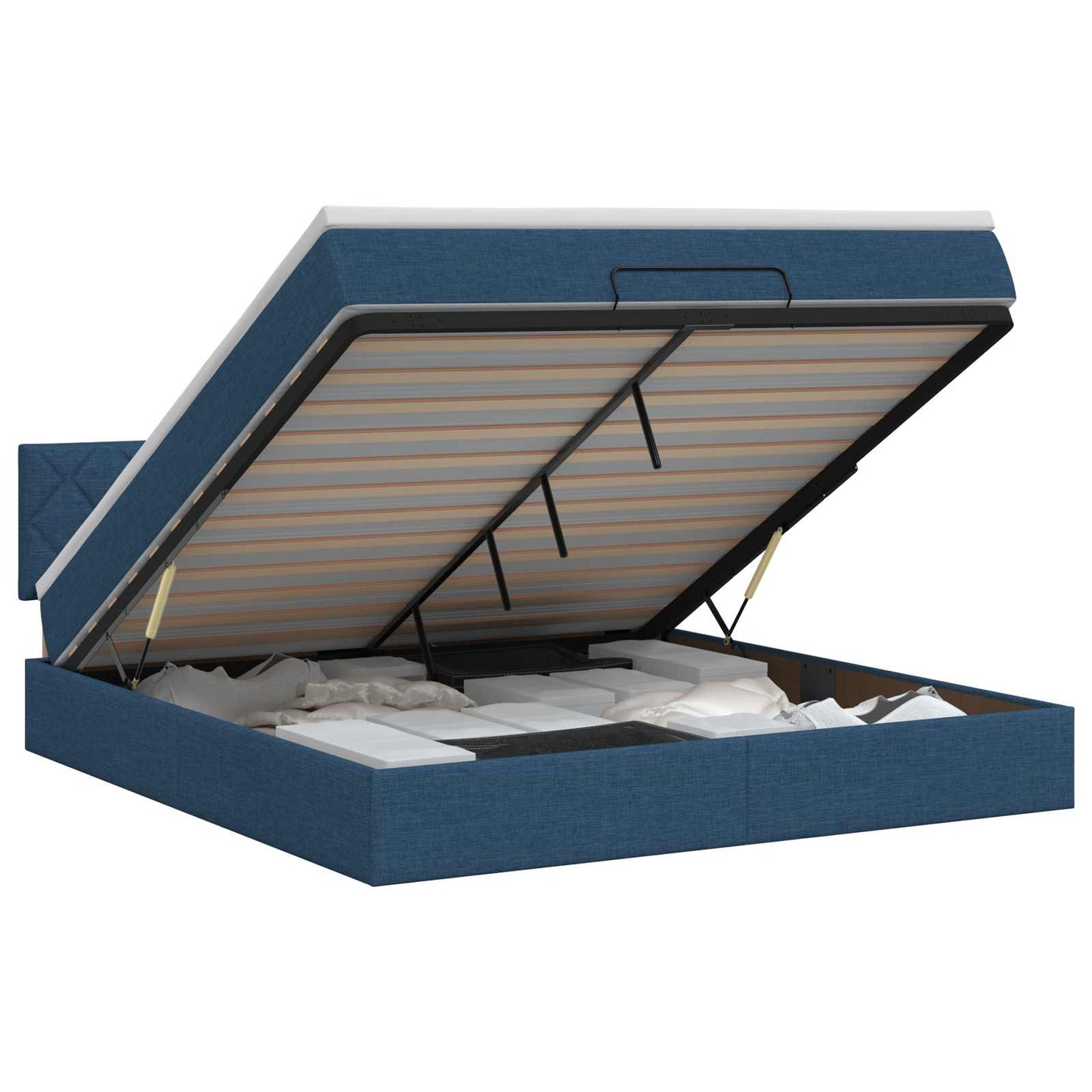 vidaXL Κρεβάτι Ottoman με στρώμα με κεφαλάρι Μπλε 140 x 200 cm Ύφασμα