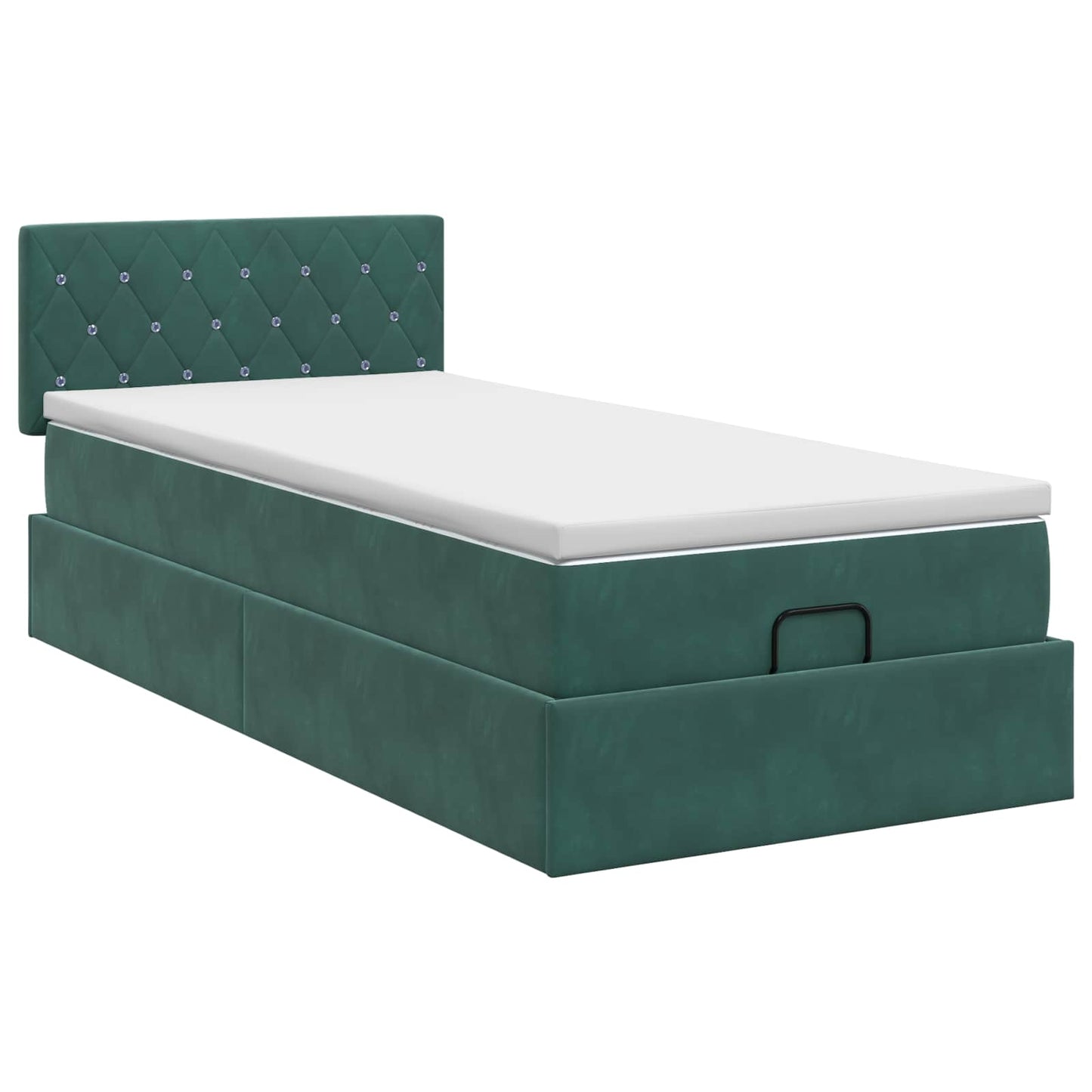 vidaXL Κρεβάτι Ottoman με στρώμα Σκούρο Πράσινο 90 x 200 cm Βελούδο