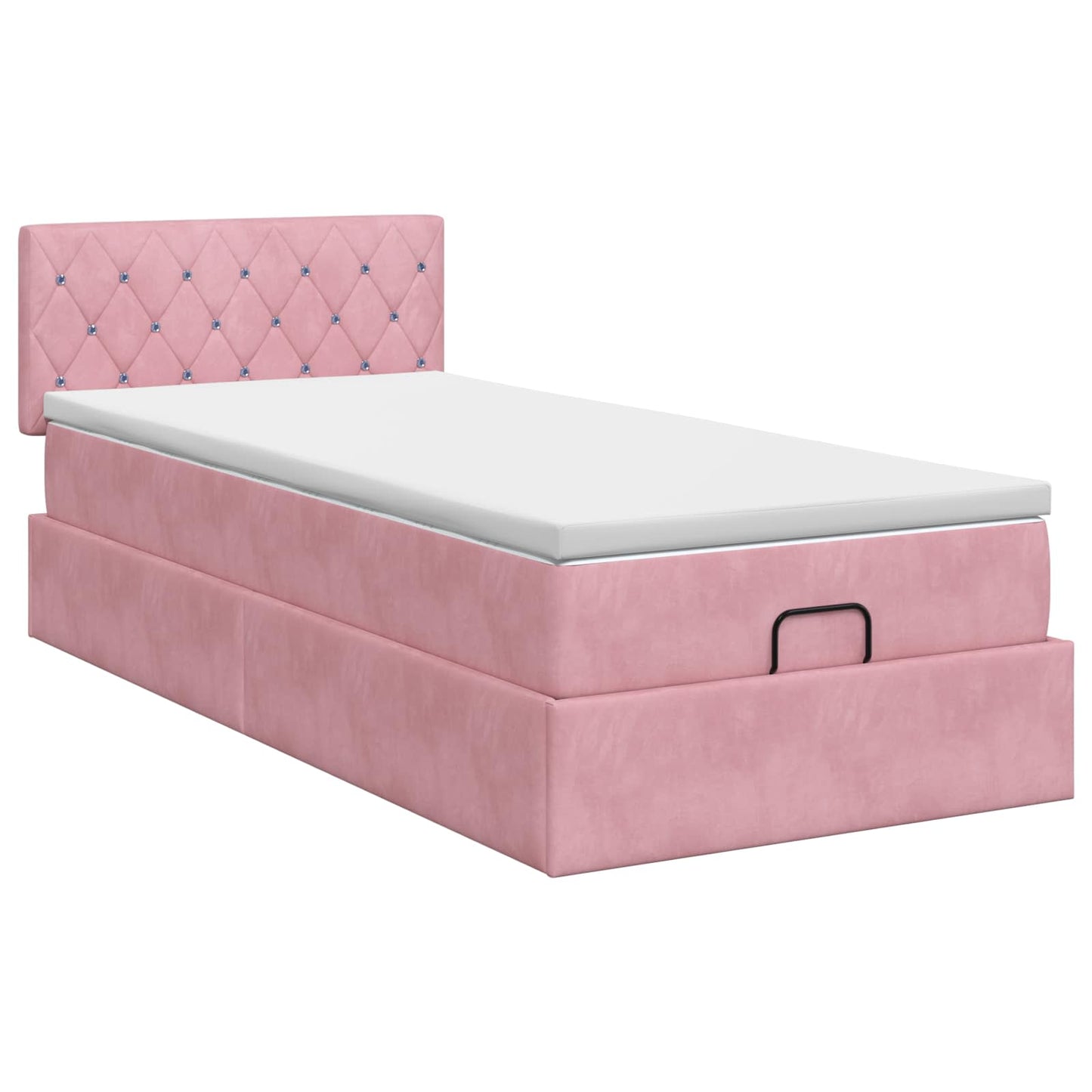 vidaXL Κρεβάτι Ottoman με στρώμα με κεφαλάρι Ροζ 90 x 200 cm Βελούδο