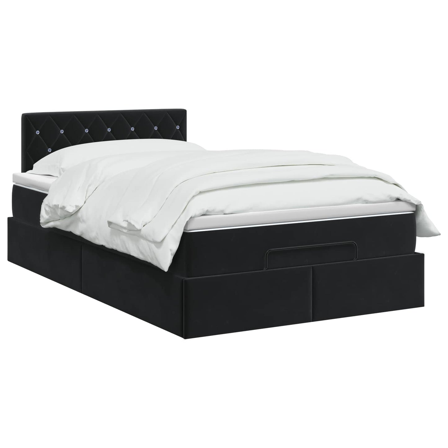 vidaXL Κρεβάτι Ottoman με στρώμα Μαύρο 120 x 190 cm Βελούδο
