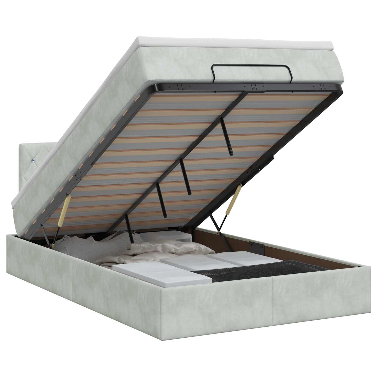 vidaXL Κρεβάτι Ottoman με στρώμα Ανοιχτό γκρι 120 x 200 cm Βελούδο