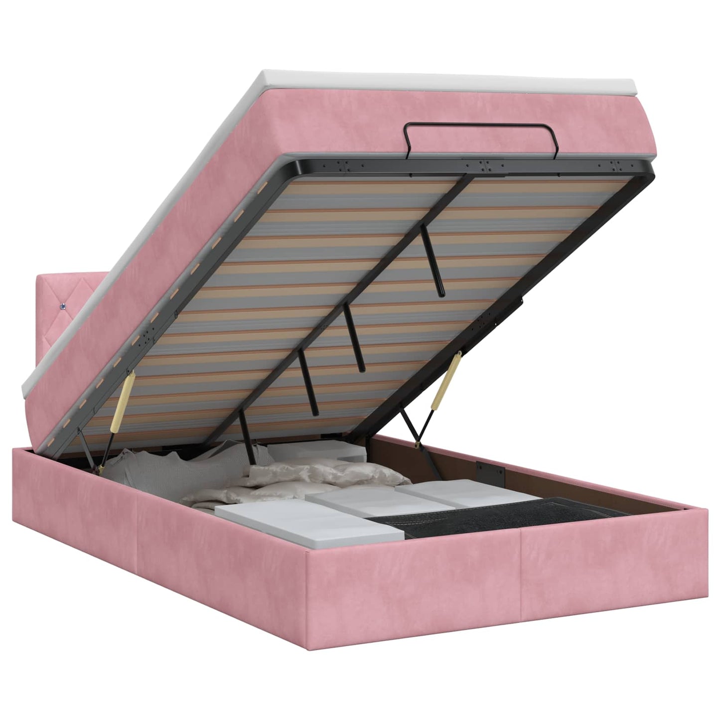 vidaXL Κρεβάτι Ottoman με στρώμα με κεφαλάρι Ροζ 120 x 200 cm Βελούδο