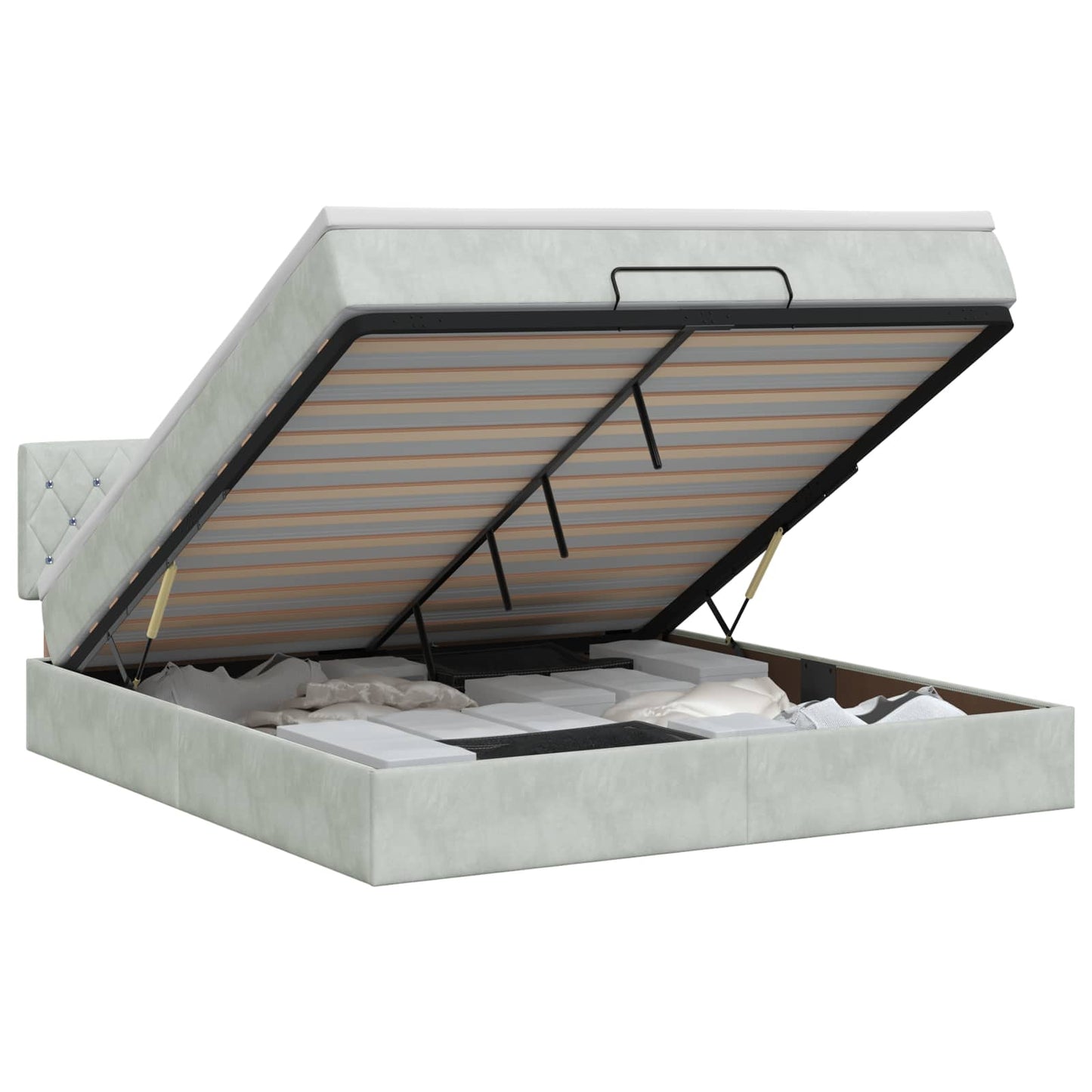 vidaXL Κρεβάτι Ottoman με στρώμα Ανοιχτό γκρι 140 x 200 cm Βελούδο
