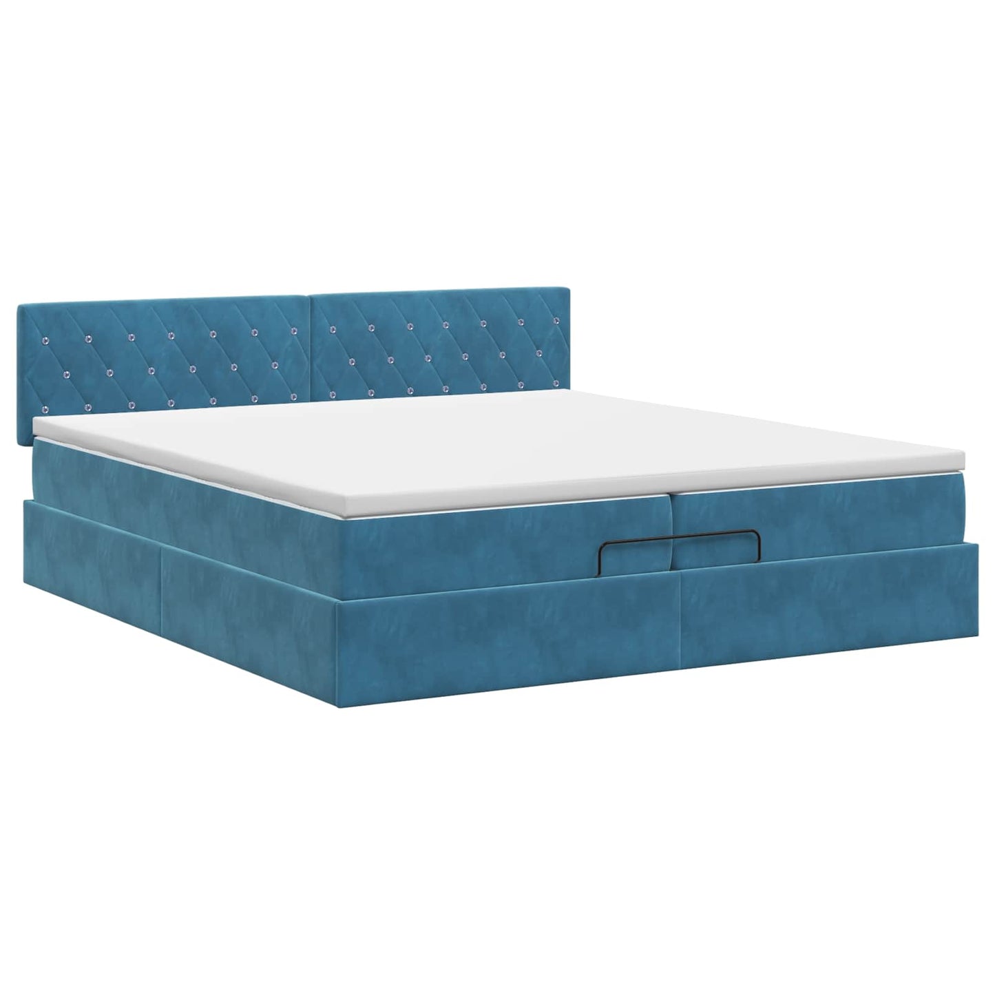 vidaXL Κρεβάτι Ottoman με στρώμα Σκούρο Μπλε 200 x 200 cm Βελούδο
