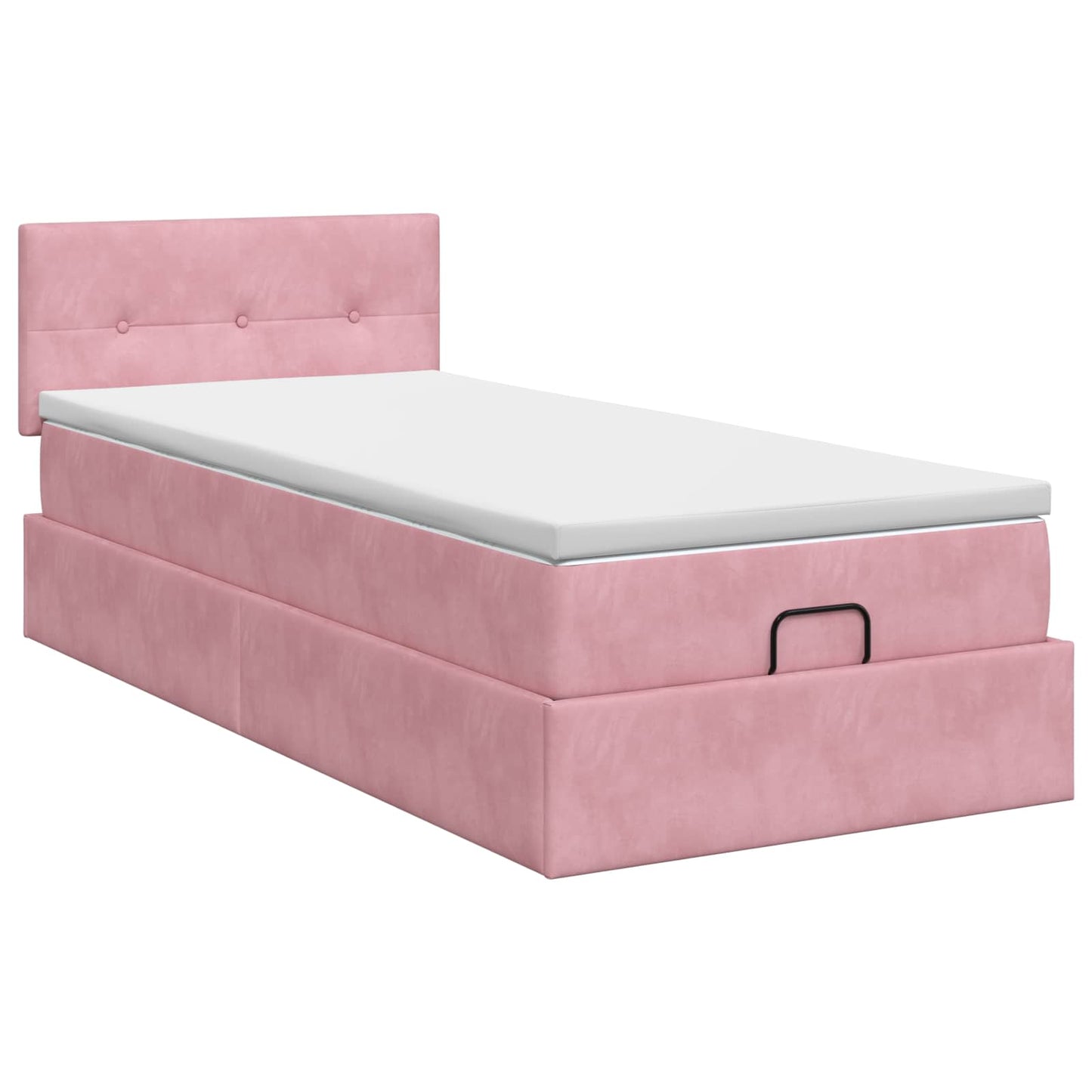 vidaXL Κρεβάτι Ottoman με στρώμα με κεφαλάρι Ροζ 90 x 190 cm Βελούδο