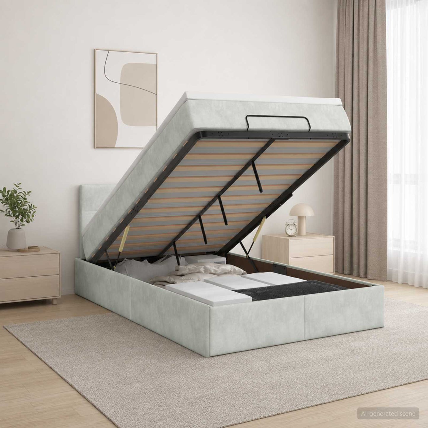 vidaXL Κρεβάτι Ottoman με στρώμα Ανοιχτό γκρι 120 x 200 cm Βελούδο