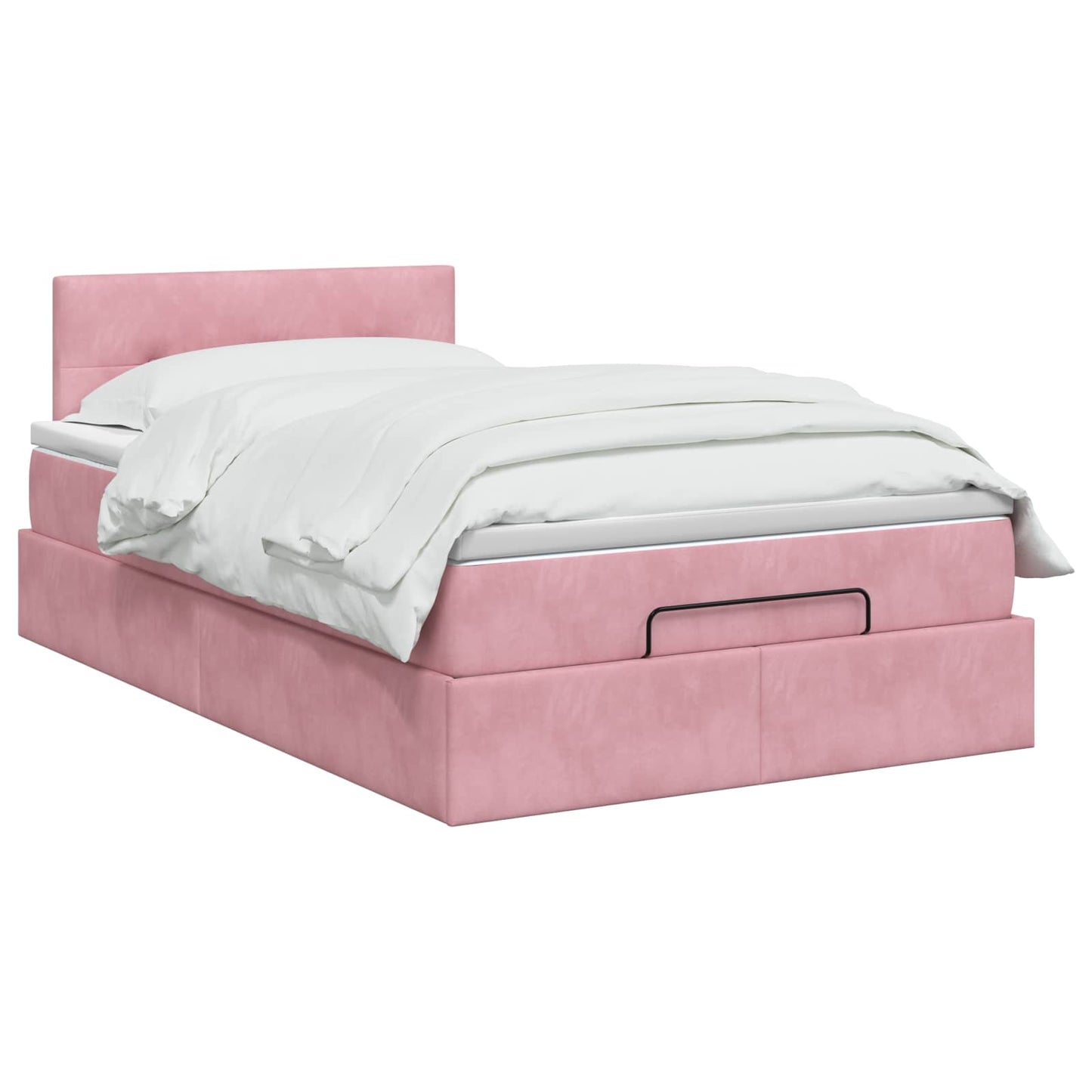 vidaXL Κρεβάτι Ottoman με στρώμα με κεφαλάρι Ροζ 120 x 190 cm Βελούδο
