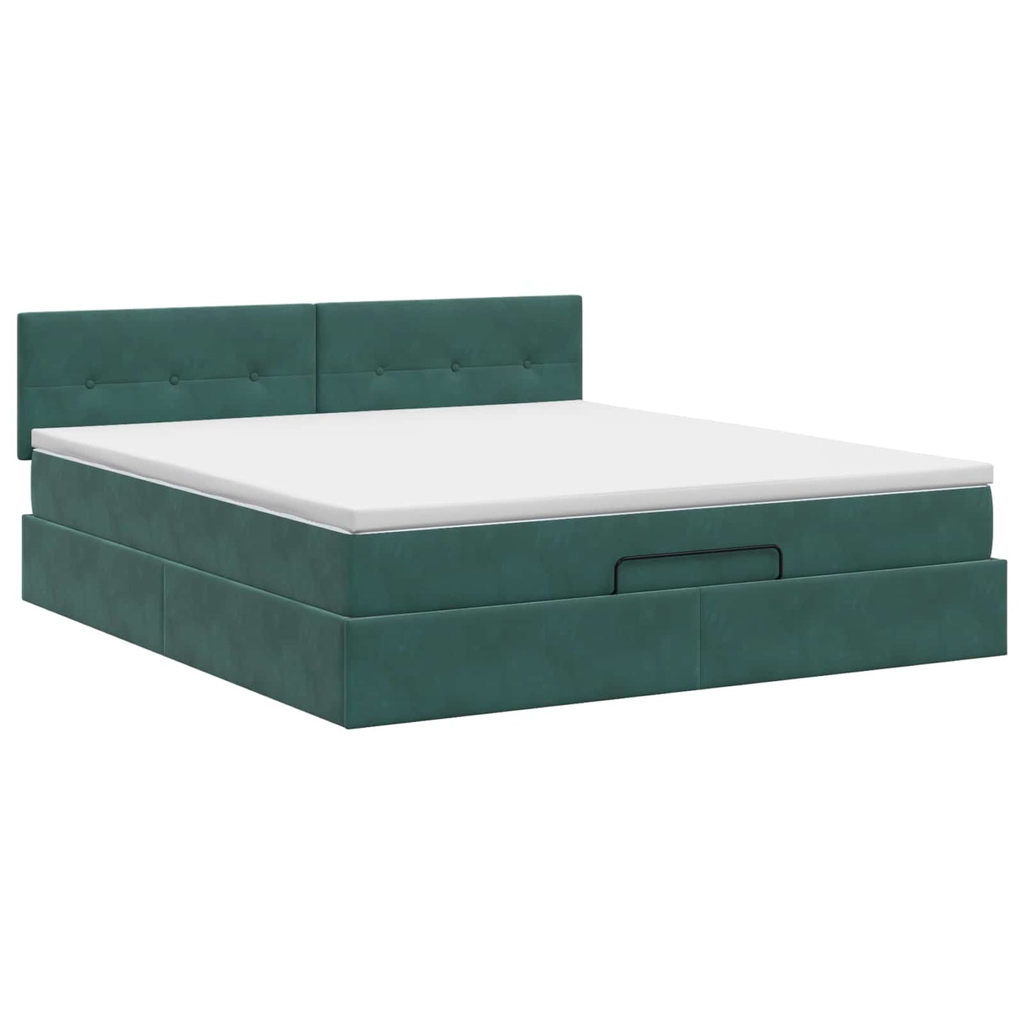 vidaXL Κρεβάτι Ottoman με στρώμα Σκούρο Πράσινο 160 x 200 cm Βελούδο
