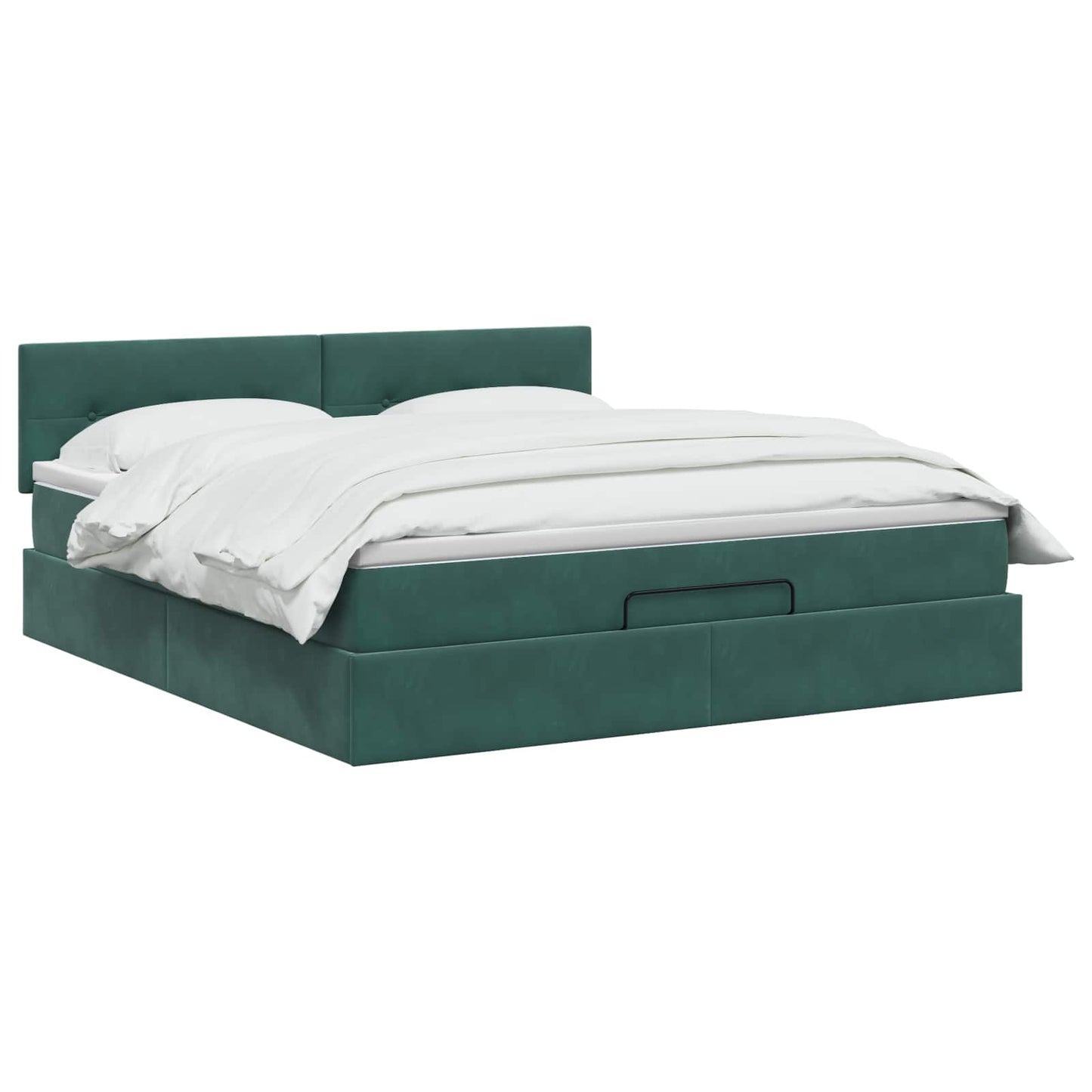 vidaXL Κρεβάτι Ottoman με στρώμα Σκούρο Πράσινο 160 x 200 cm Βελούδο
