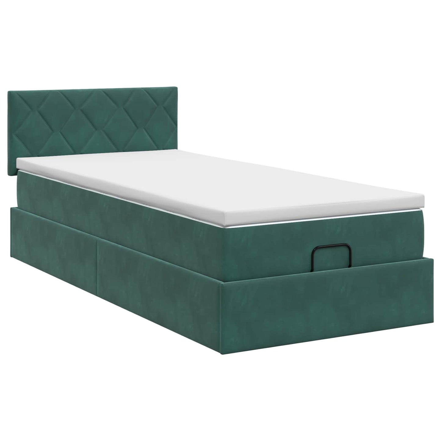 vidaXL Κρεβάτι Ottoman με στρώμα Σκούρο Πράσινο 90 x 200 cm Βελούδο