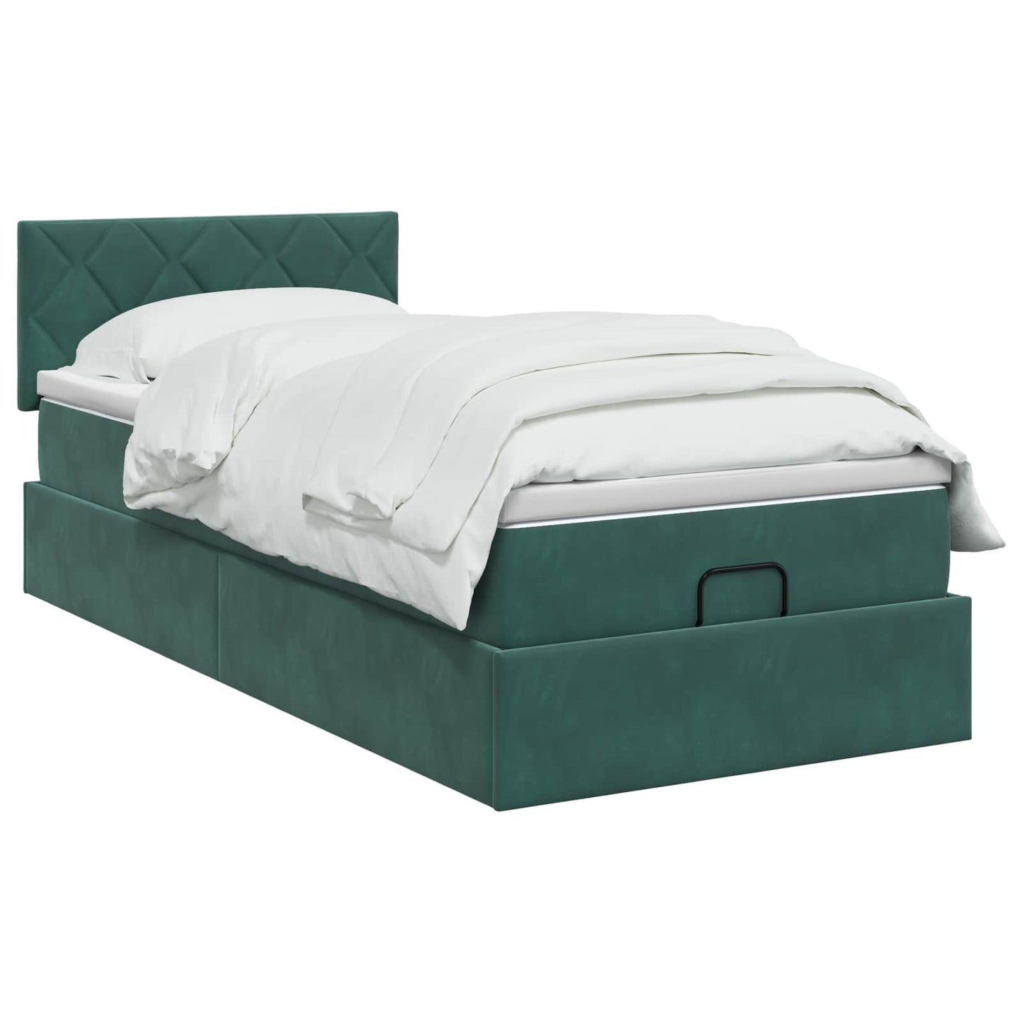 vidaXL Κρεβάτι Ottoman με στρώμα Σκούρο Πράσινο 100 x 200 cm Βελούδο