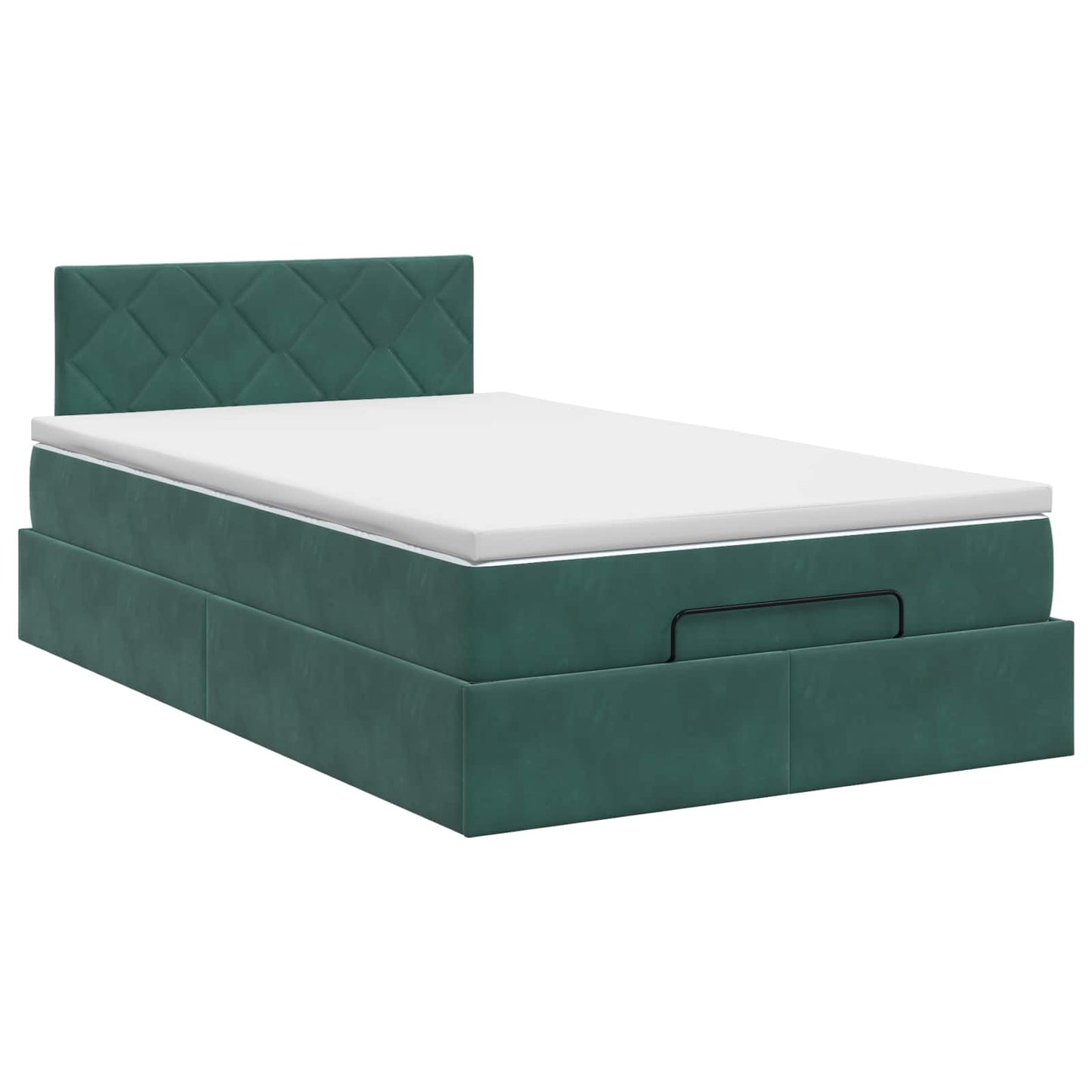 vidaXL Κρεβάτι Ottoman με στρώμα Σκούρο Πράσινο 120 x 190 cm Βελούδο